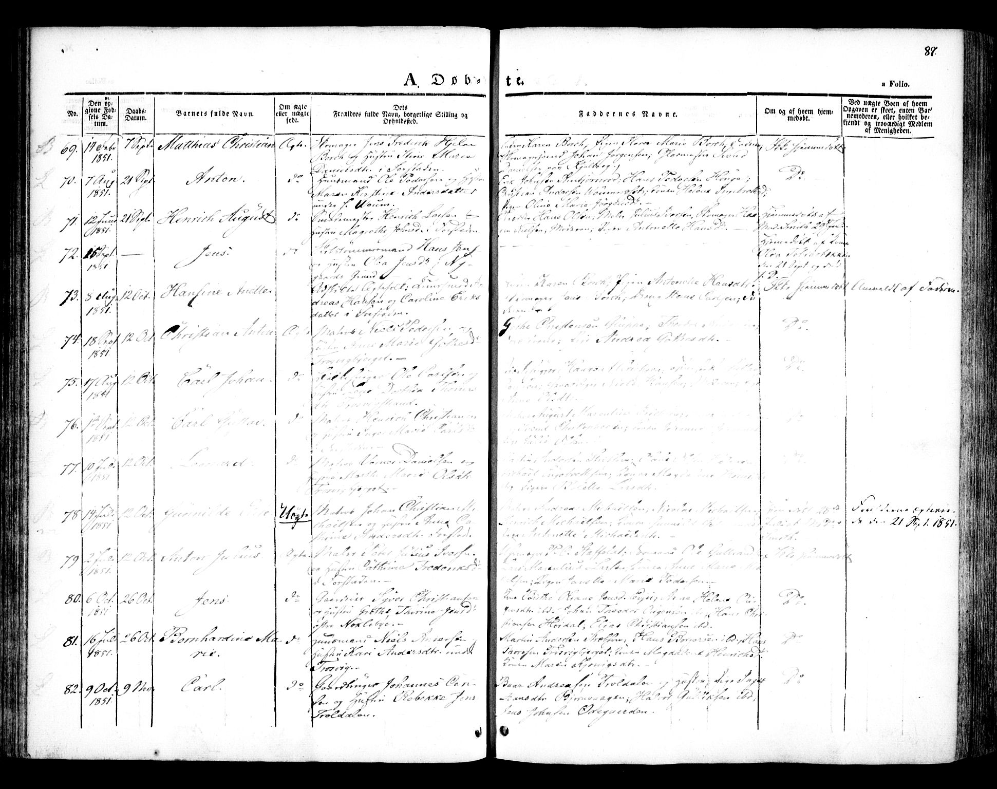 Glemmen prestekontor Kirkebøker, SAO/A-10908/F/Fa/L0005: Parish register (official) no. 5, 1838-1852, p. 87