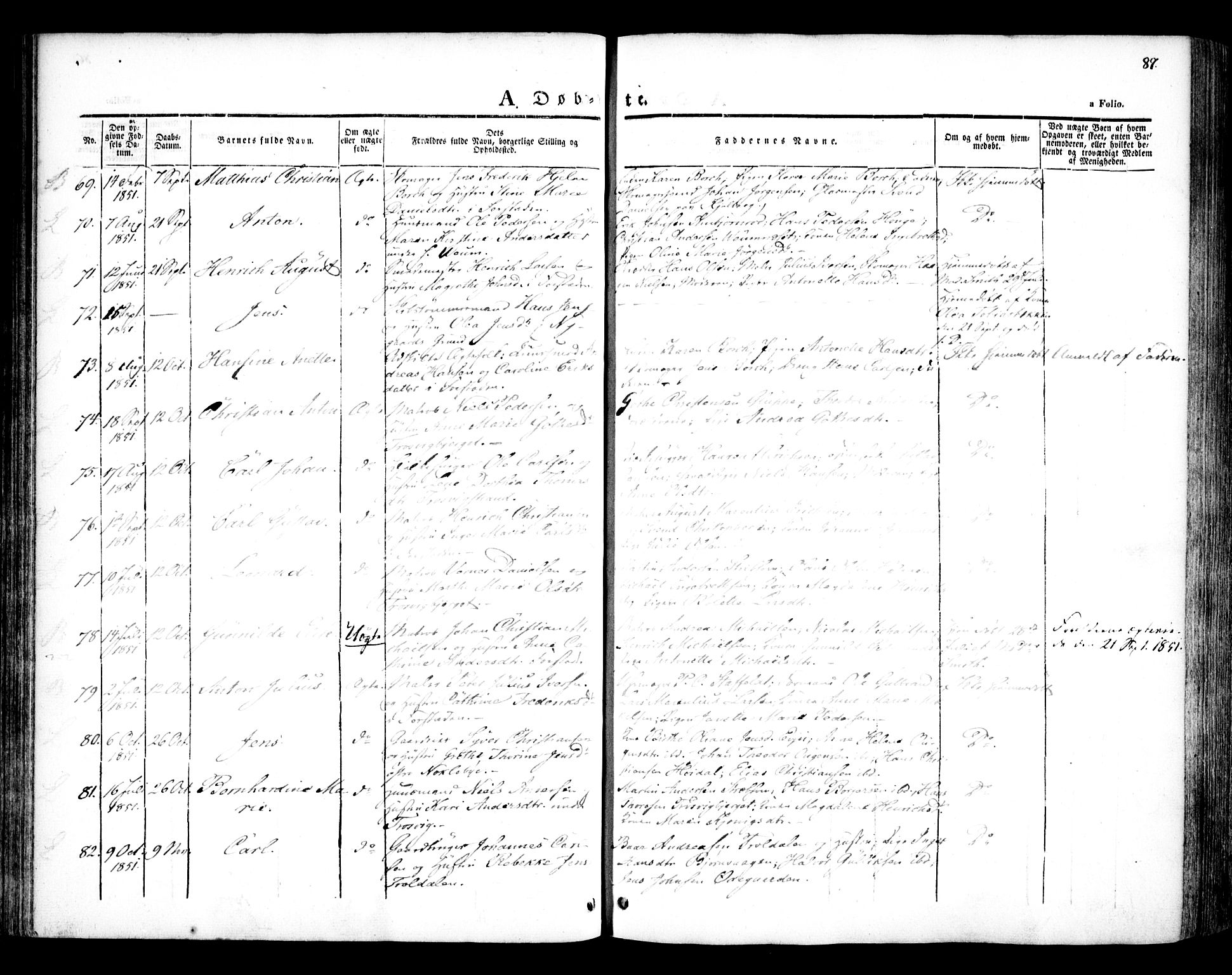 Glemmen prestekontor Kirkebøker, AV/SAO-A-10908/F/Fa/L0005: Parish register (official) no. 5, 1838-1852, p. 87