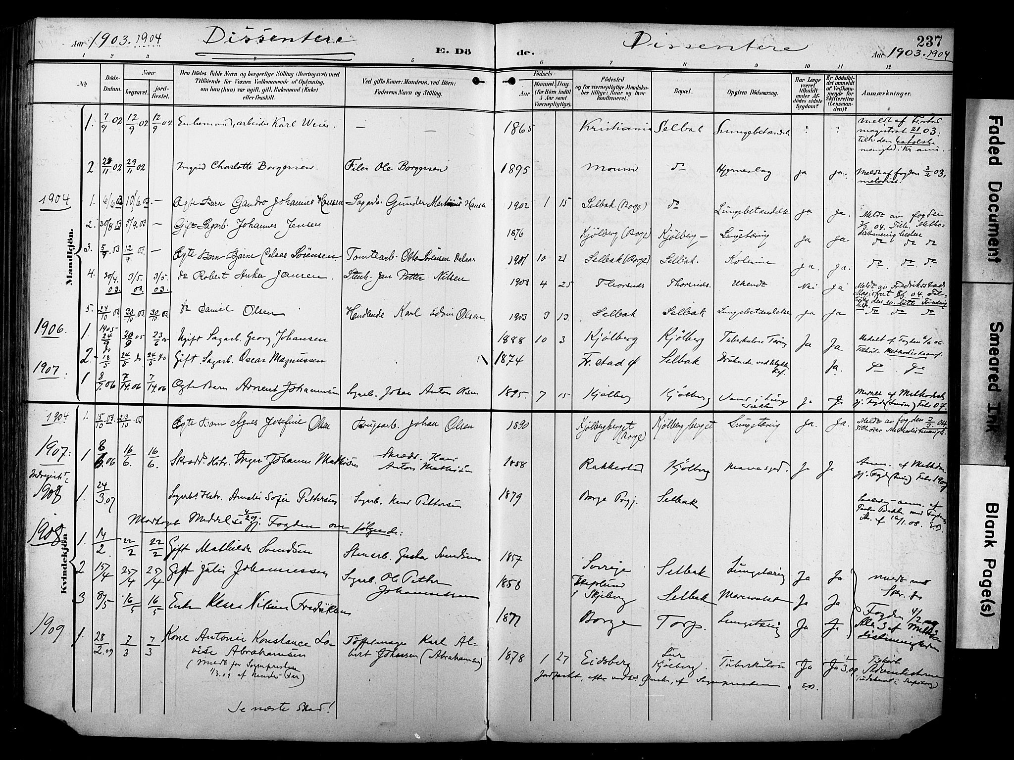 Borge prestekontor Kirkebøker, SAO/A-10903/F/Fa/L0009: Parish register (official) no. I 9, 1902-1911, p. 237