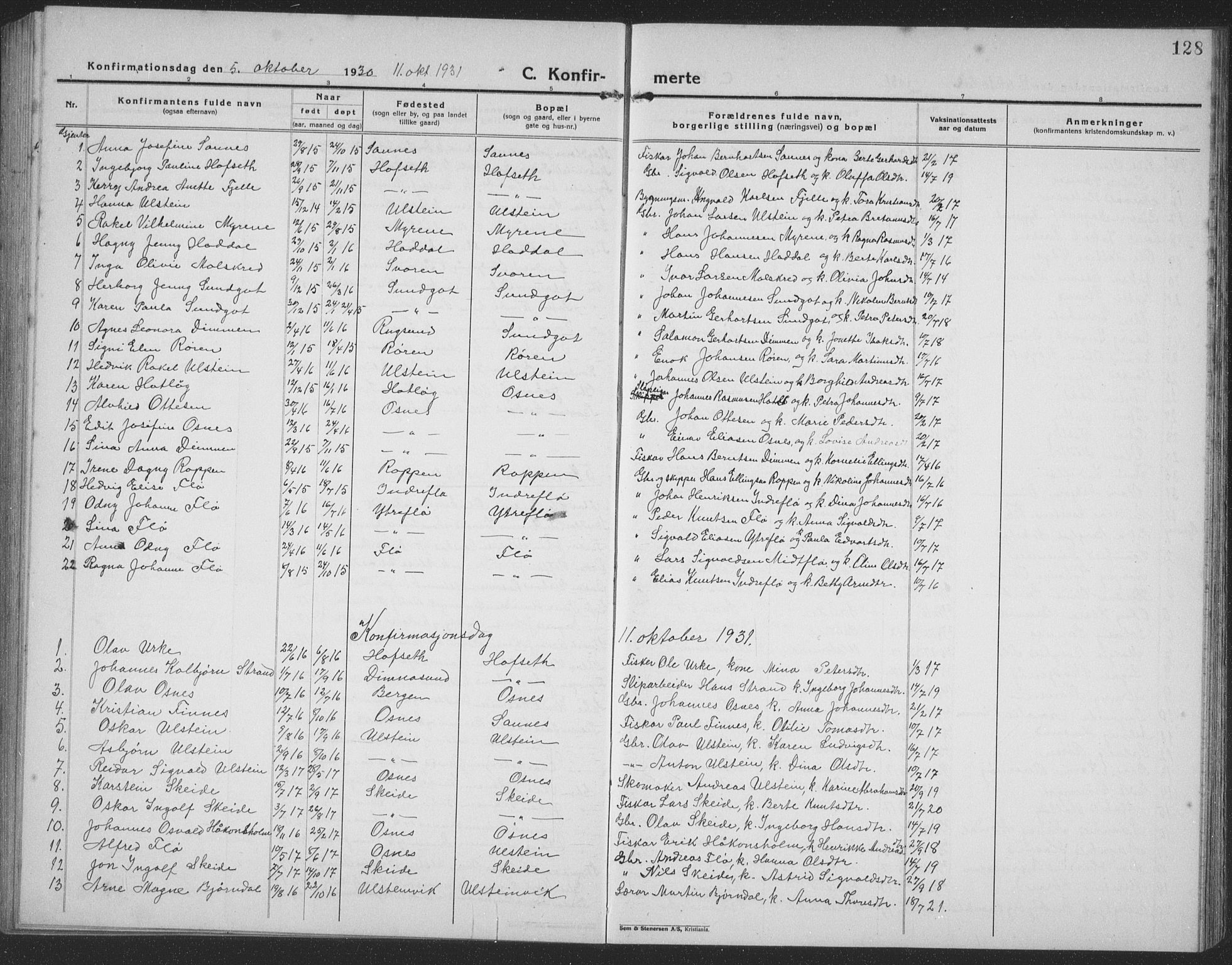 Ministerialprotokoller, klokkerbøker og fødselsregistre - Møre og Romsdal, AV/SAT-A-1454/509/L0113: Parish register (copy) no. 509C03, 1923-1939, p. 128