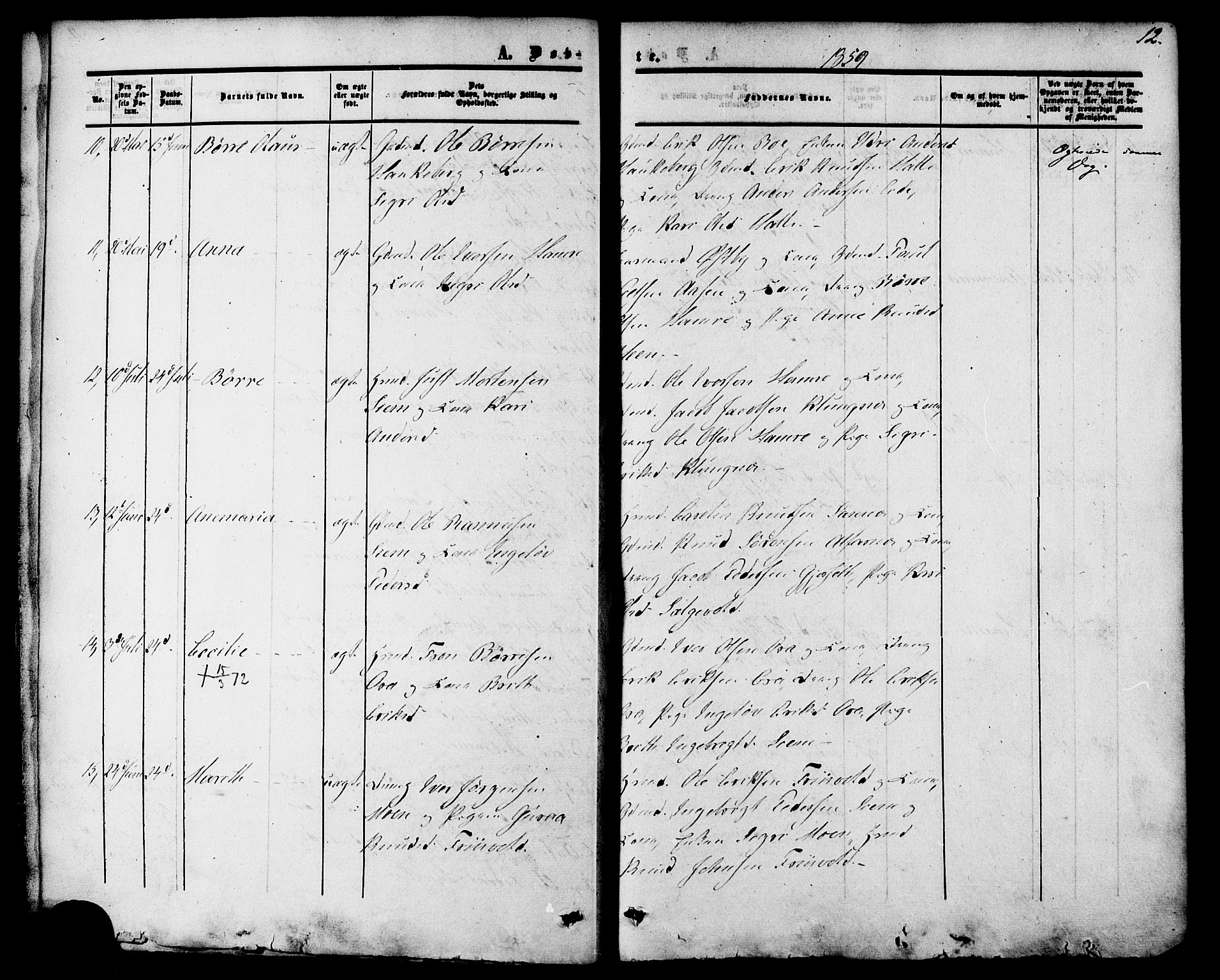 Ministerialprotokoller, klokkerbøker og fødselsregistre - Møre og Romsdal, AV/SAT-A-1454/542/L0552: Parish register (official) no. 542A02, 1854-1884, p. 12