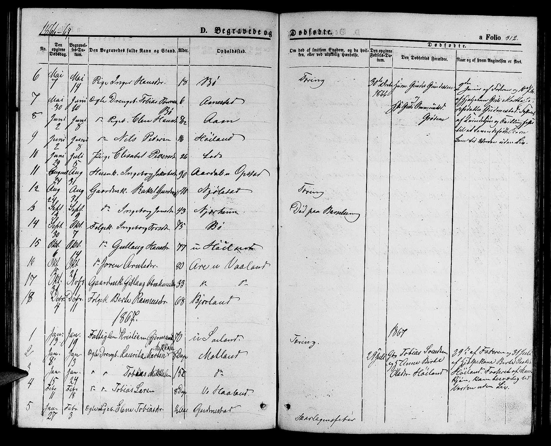 Hå sokneprestkontor, SAST/A-101801/001/30BB/L0001: Parish register (copy) no. B 1, 1854-1883, p. 312