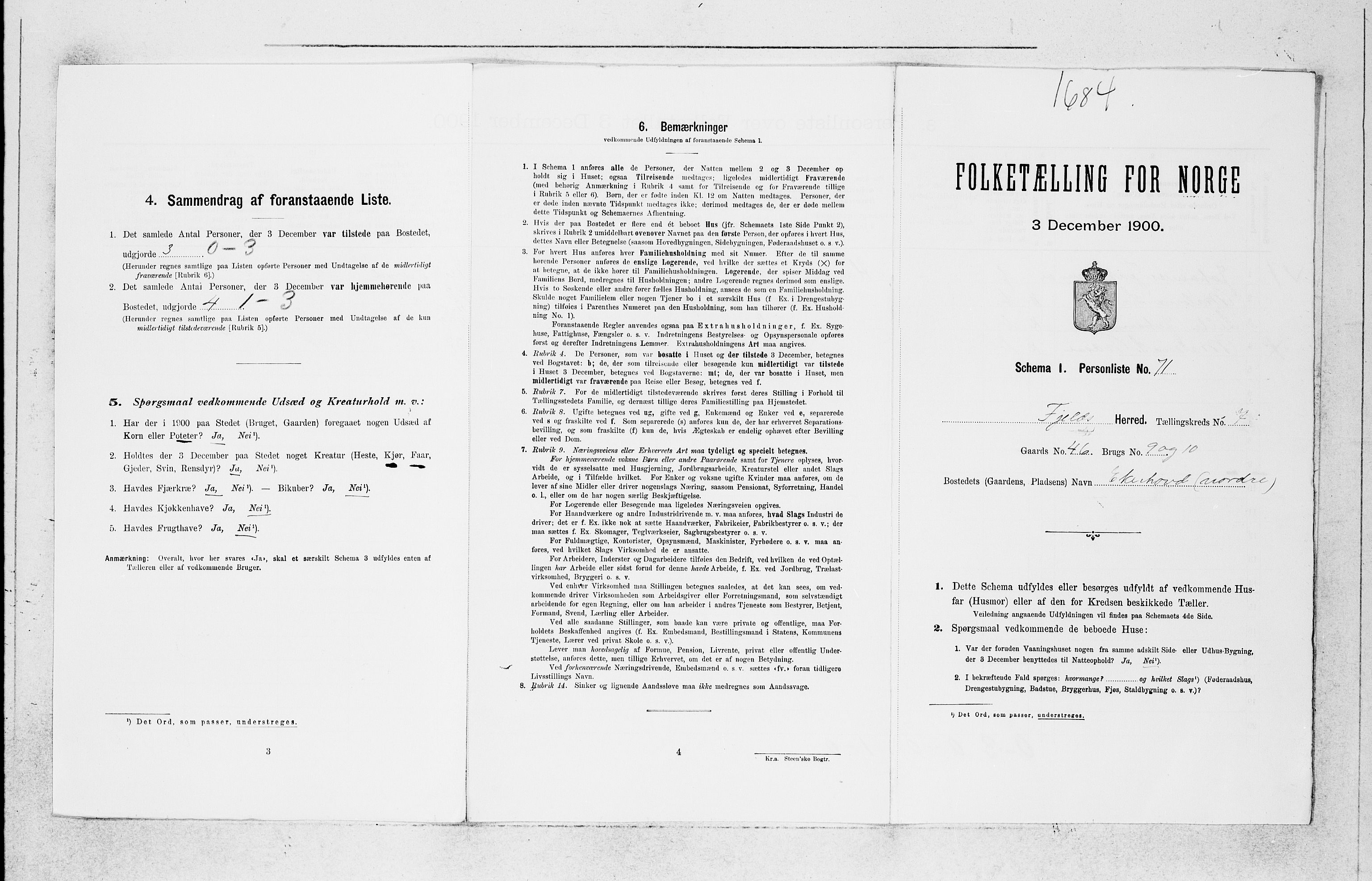 SAB, 1900 census for Fjell, 1900, p. 921