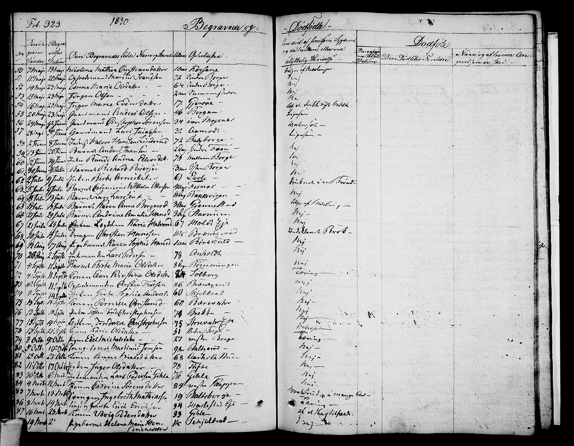 Stokke kirkebøker, AV/SAKO-A-320/F/Fa/L0006: Parish register (official) no. I 6, 1826-1843, p. 323