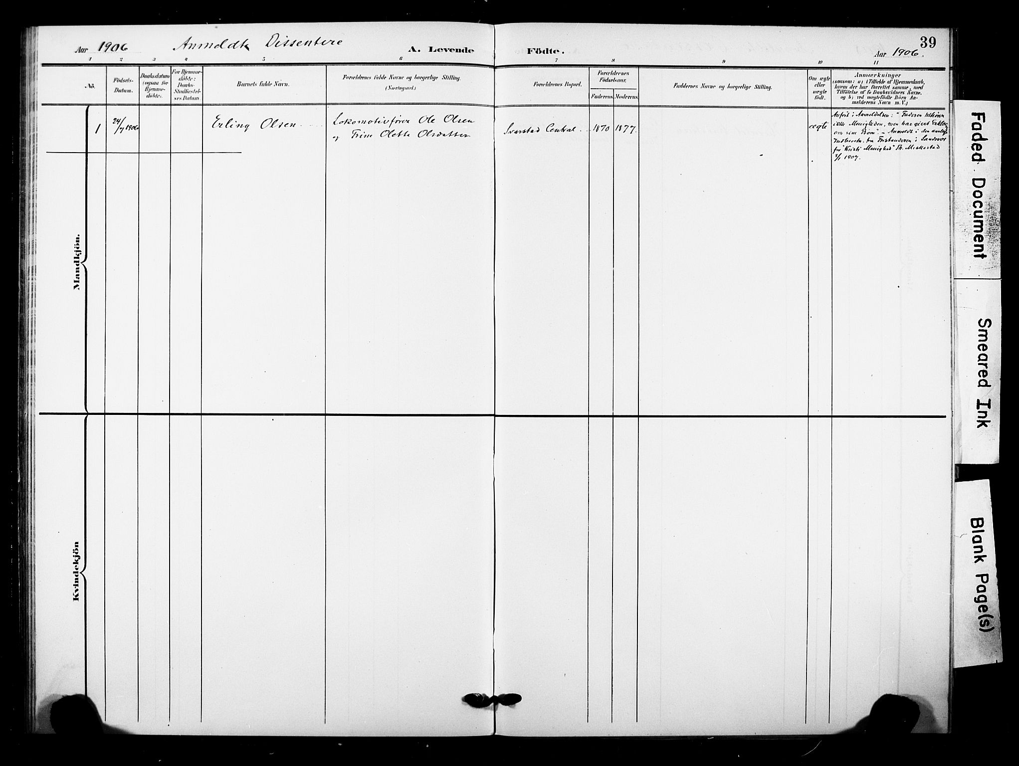 Lardal kirkebøker, AV/SAKO-A-350/F/Fb/L0002: Parish register (official) no. II 2, 1903-1911, p. 39