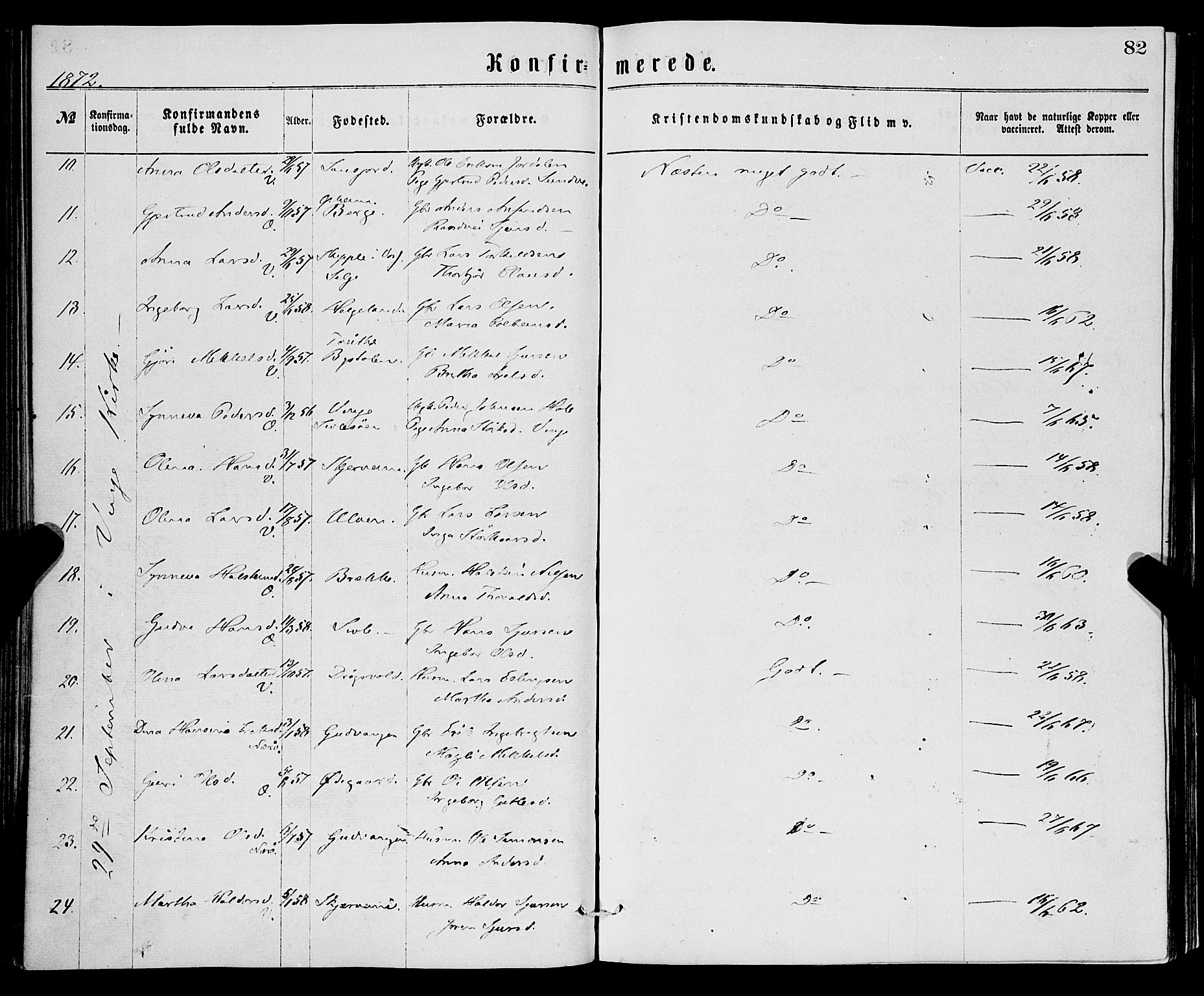 Vossestrand Sokneprestembete, AV/SAB-A-79101/H/Haa: Parish register (official) no. A 1, 1866-1877, p. 82