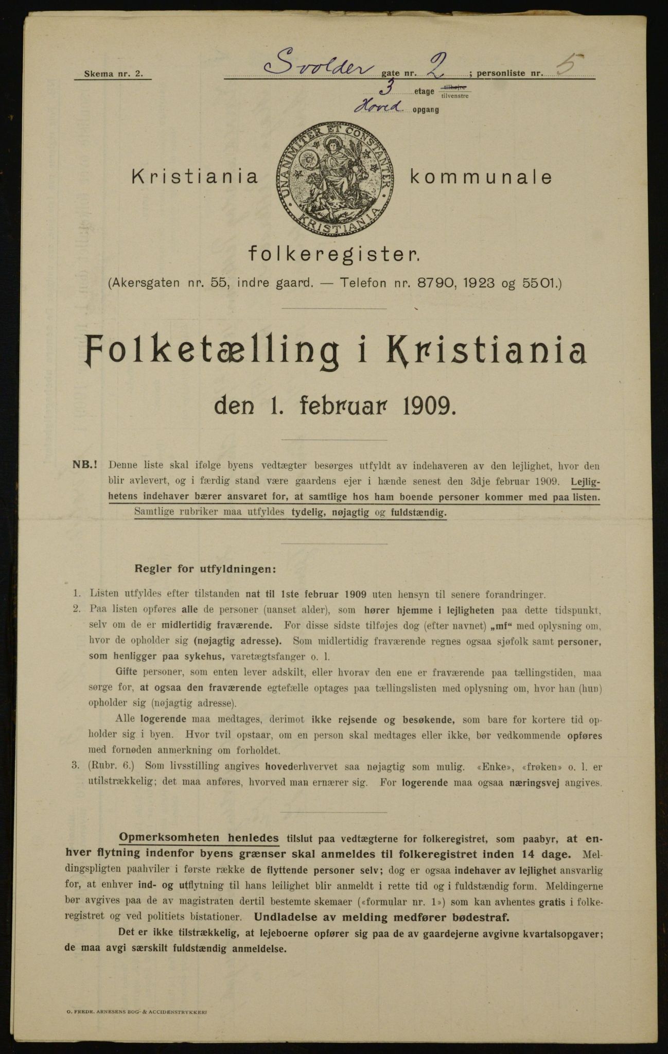 OBA, Municipal Census 1909 for Kristiania, 1909, p. 96064