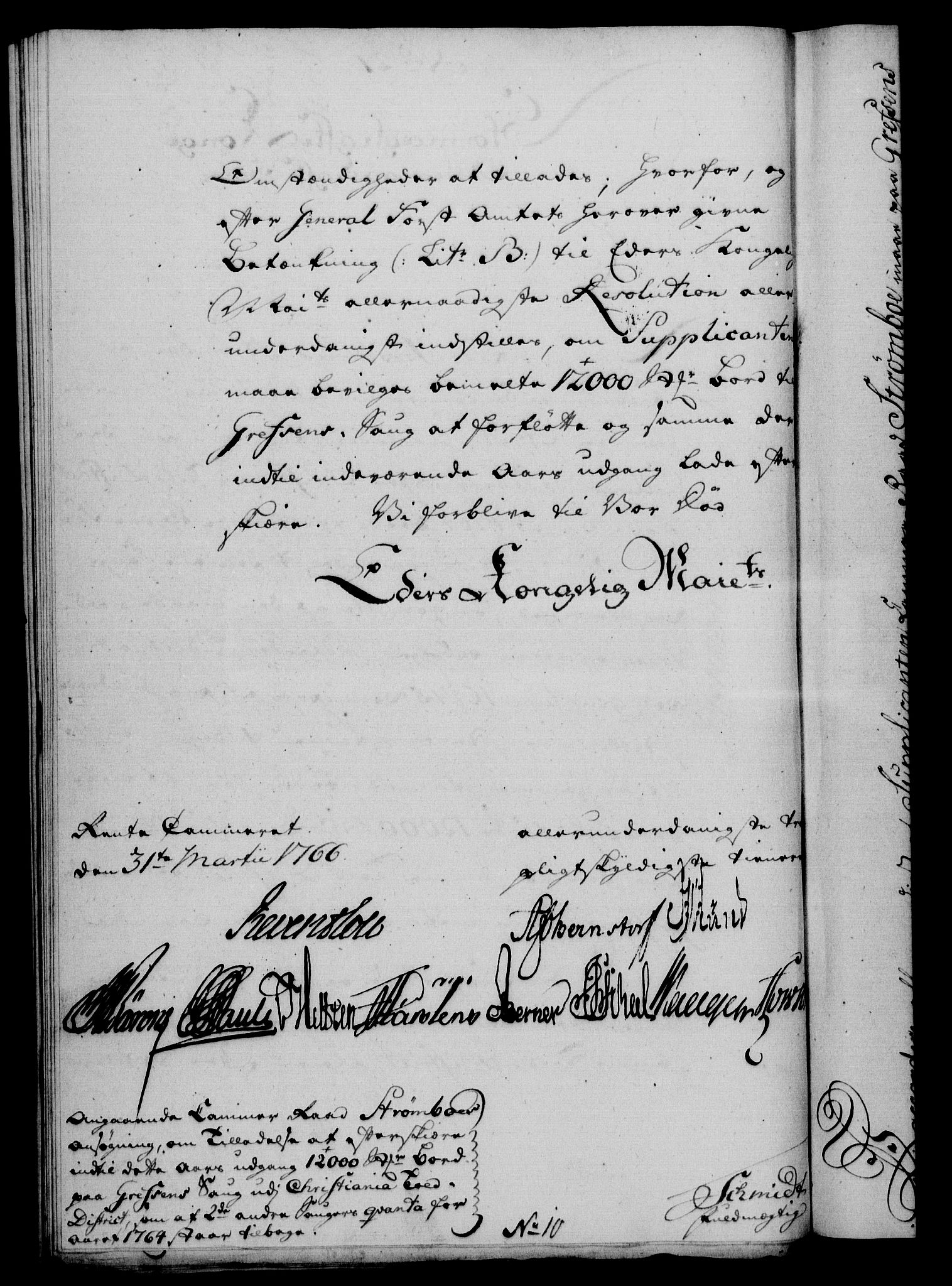 Rentekammeret, Kammerkanselliet, RA/EA-3111/G/Gf/Gfa/L0048: Norsk relasjons- og resolusjonsprotokoll (merket RK 52.48), 1766, p. 133