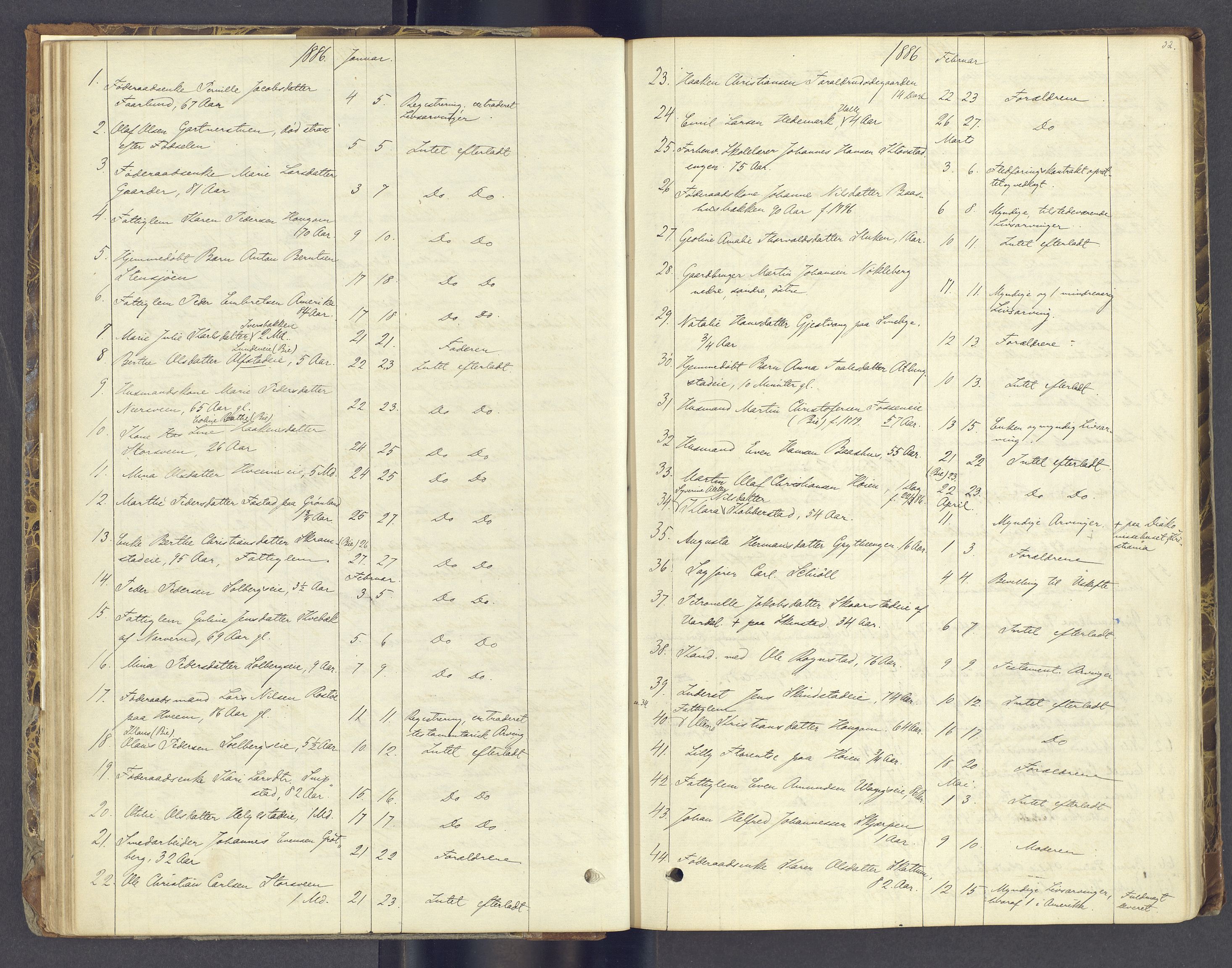 Toten tingrett, SAH/TING-006/J/Jl/L0002: Dødsfallsjournal, 1868-1892, p. 31b-32a