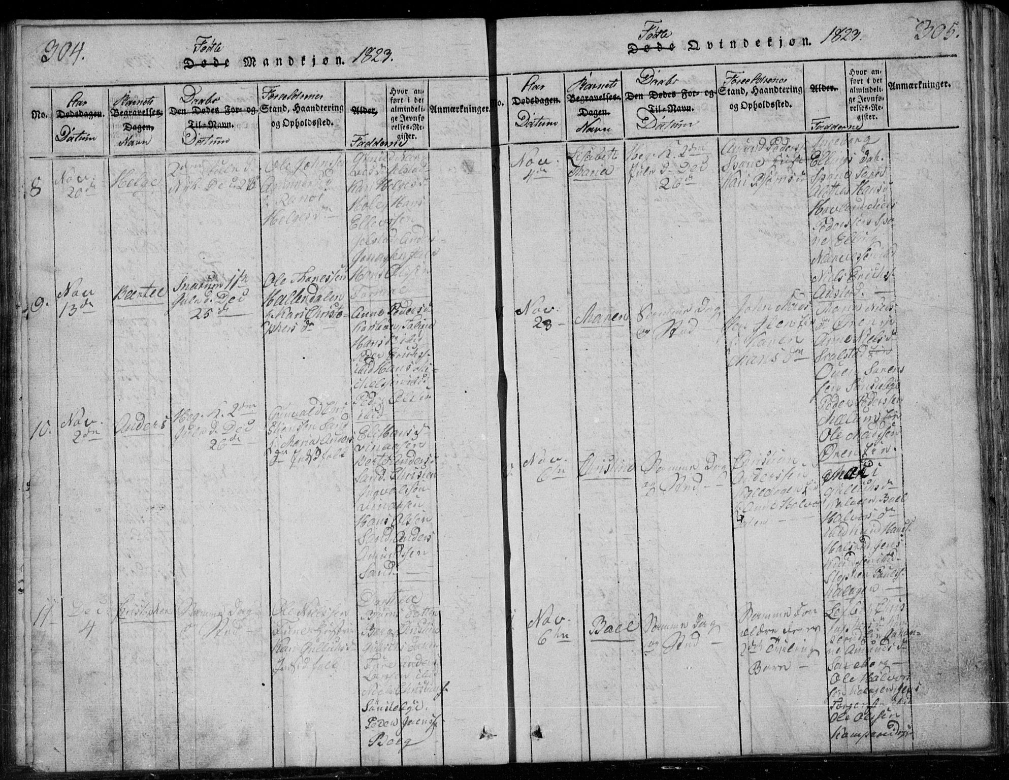 Modum kirkebøker, SAKO/A-234/G/Ga/L0001: Parish register (copy) no. I 1, 1818-1824, p. 304-305