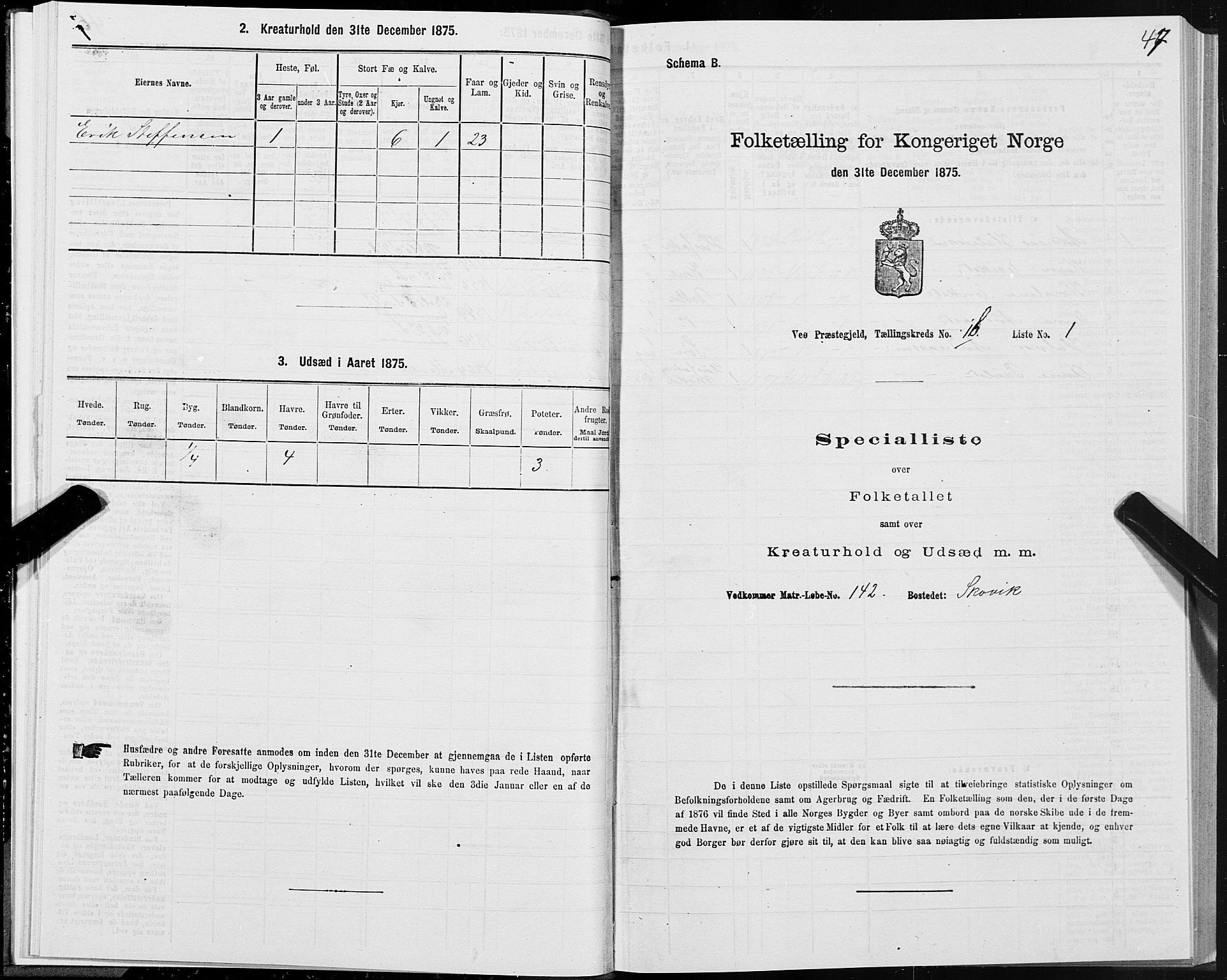 SAT, 1875 census for 1541P Veøy, 1875, p. 1047