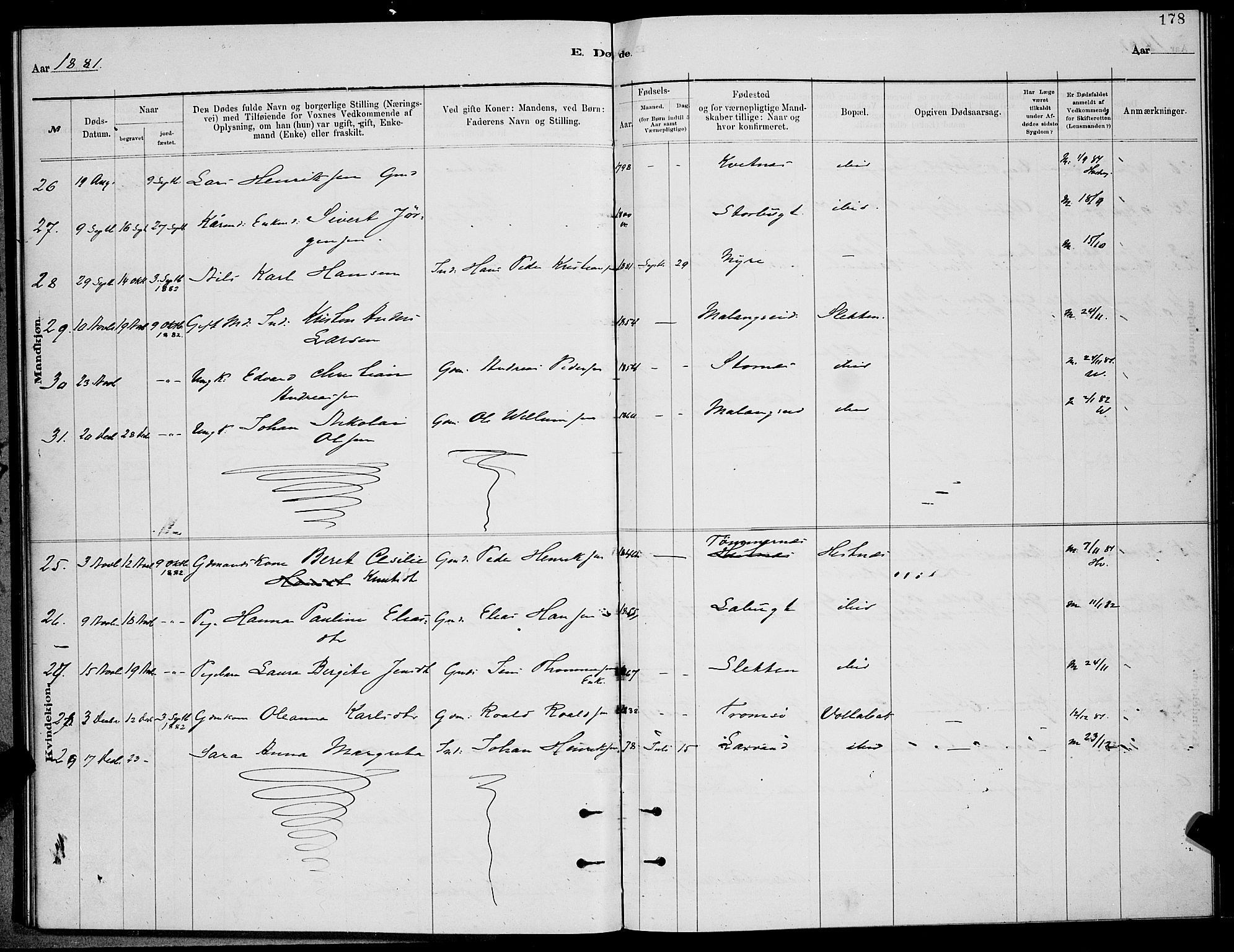 Balsfjord sokneprestembete, AV/SATØ-S-1303/G/Ga/L0007klokker: Parish register (copy) no. 7, 1878-1889, p. 178