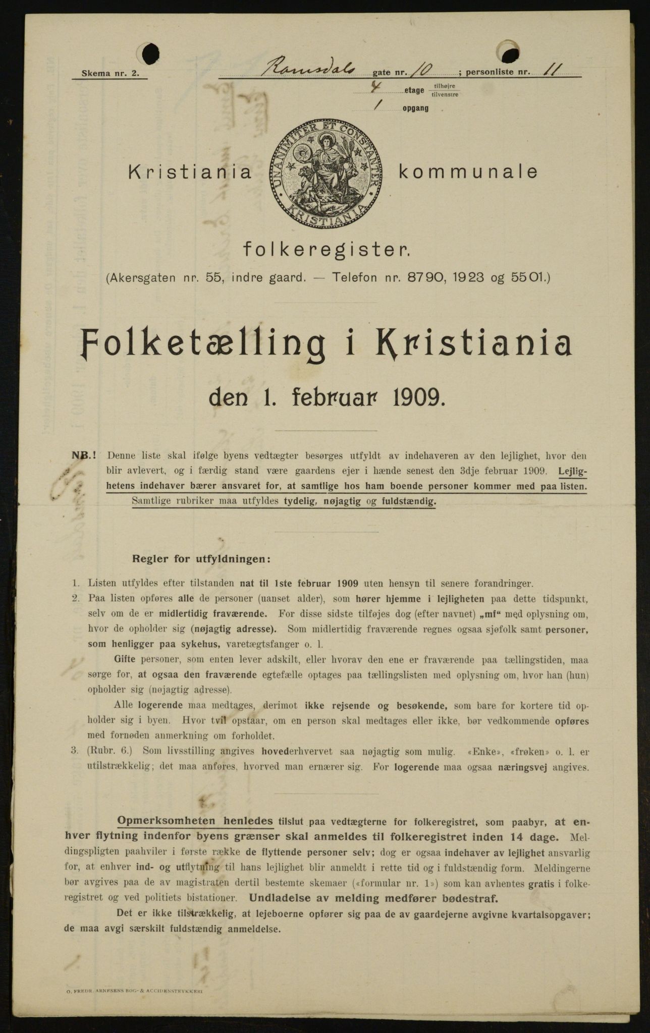 OBA, Municipal Census 1909 for Kristiania, 1909, p. 75581