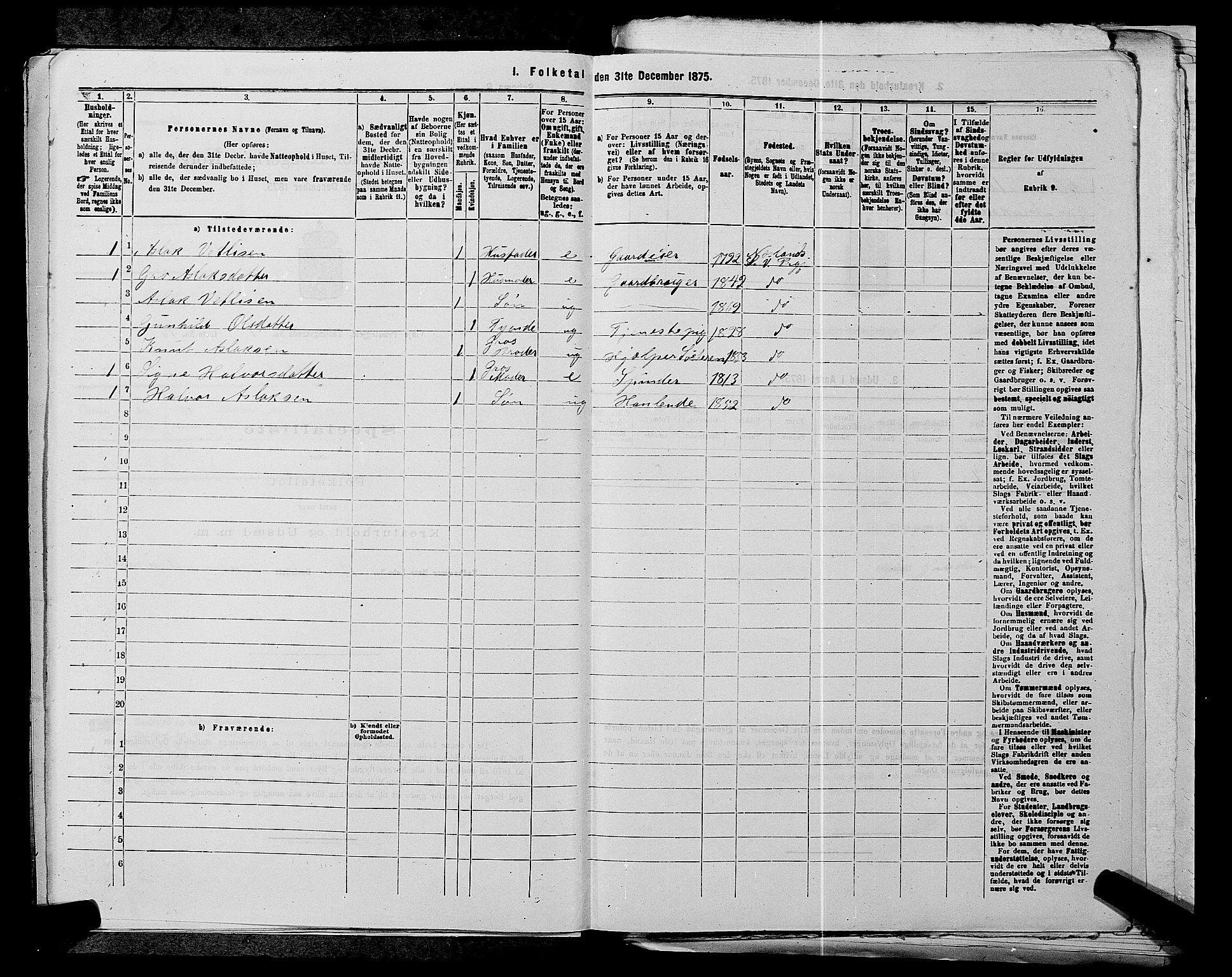 SAKO, 1875 census for 0834P Vinje, 1875, p. 139