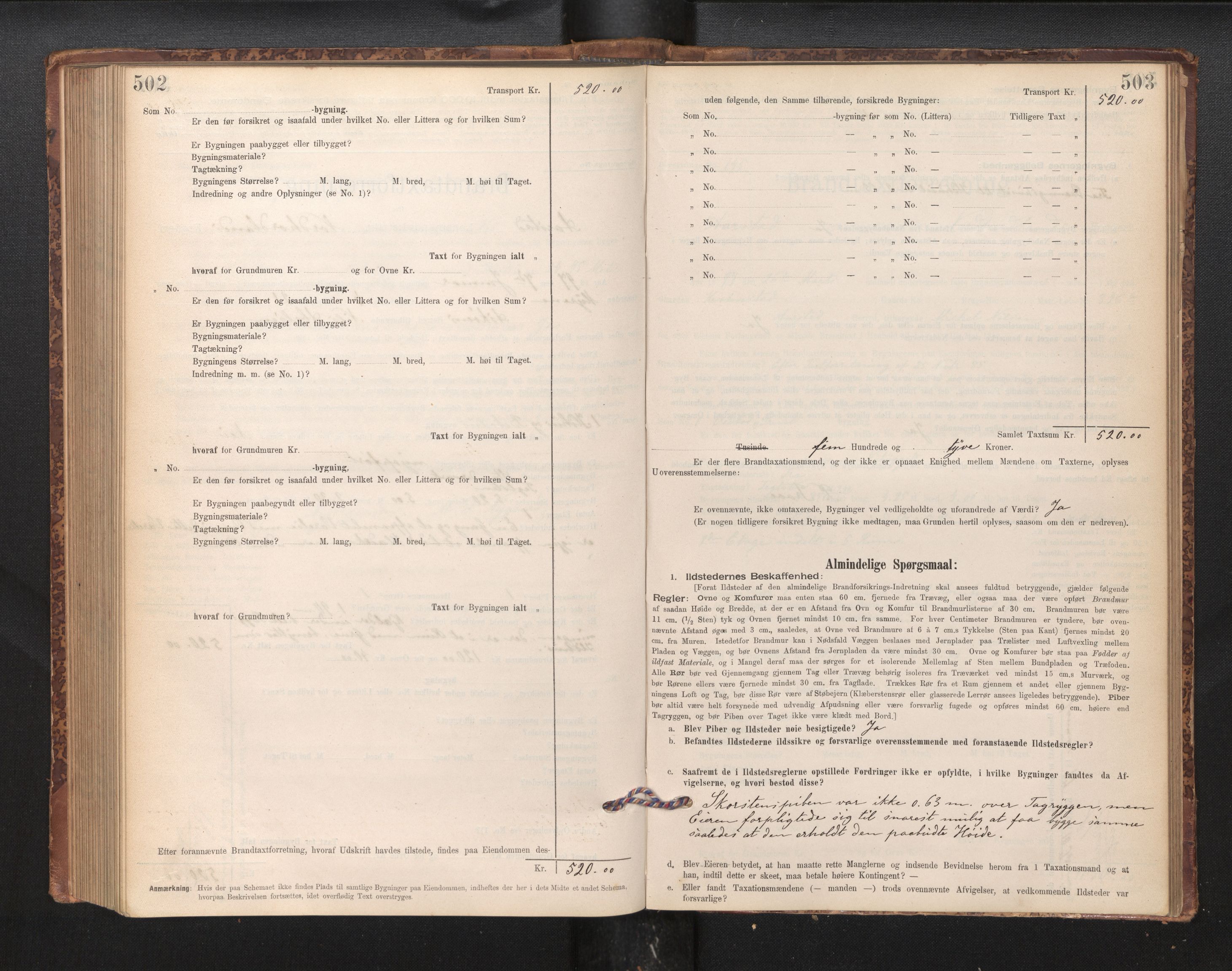 Lensmannen i Årstad, AV/SAB-A-36201/0012/L0011: Branntakstprotokoll,skjematakst, 1895-1901, p. 502-503