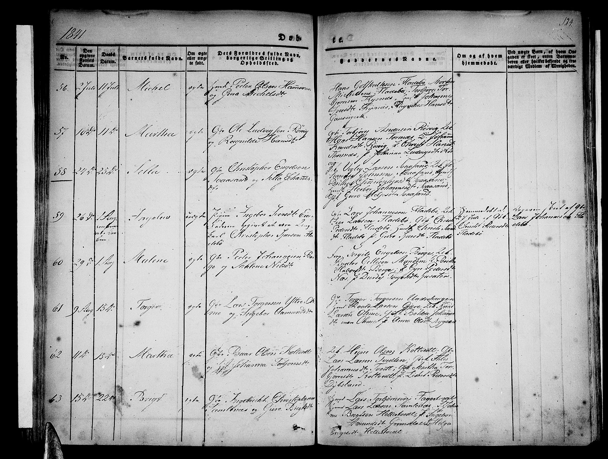 Strandebarm sokneprestembete, AV/SAB-A-78401/H/Haa: Parish register (official) no. A 6, 1826-1843, p. 124