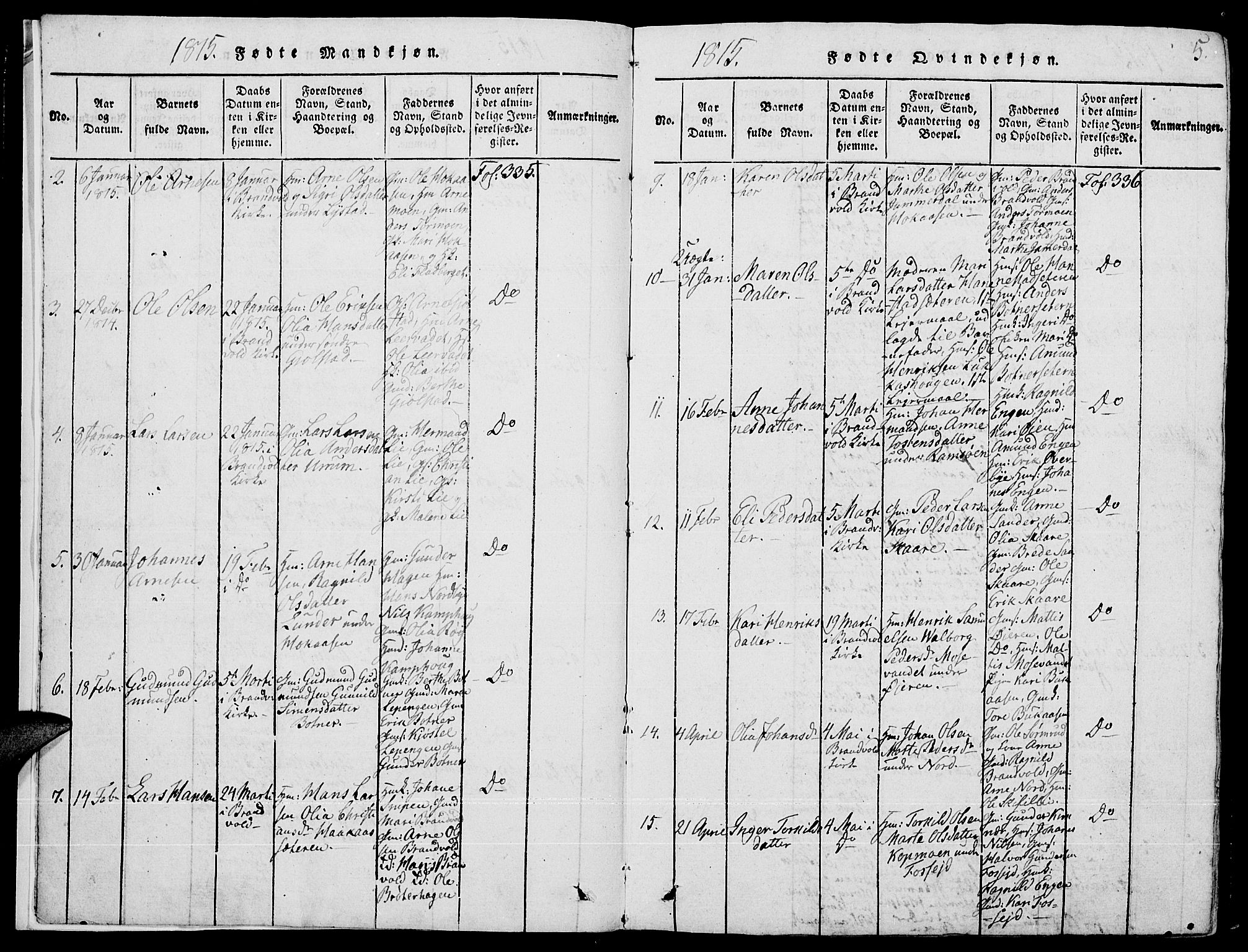 Grue prestekontor, AV/SAH-PREST-036/H/Ha/Hab/L0001: Parish register (copy) no. 1, 1814-1841, p. 5