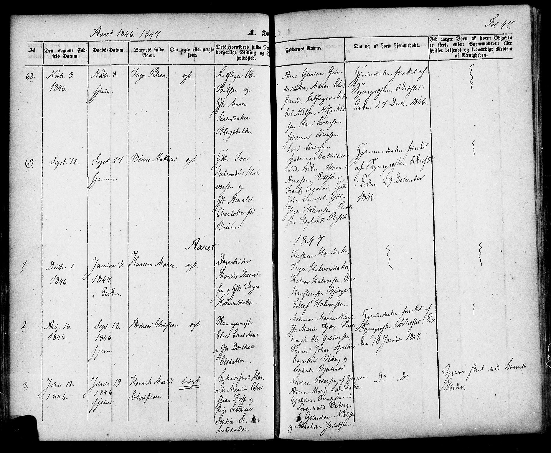 Skien kirkebøker, AV/SAKO-A-302/F/Fa/L0006a: Parish register (official) no. 6A, 1843-1856, p. 47