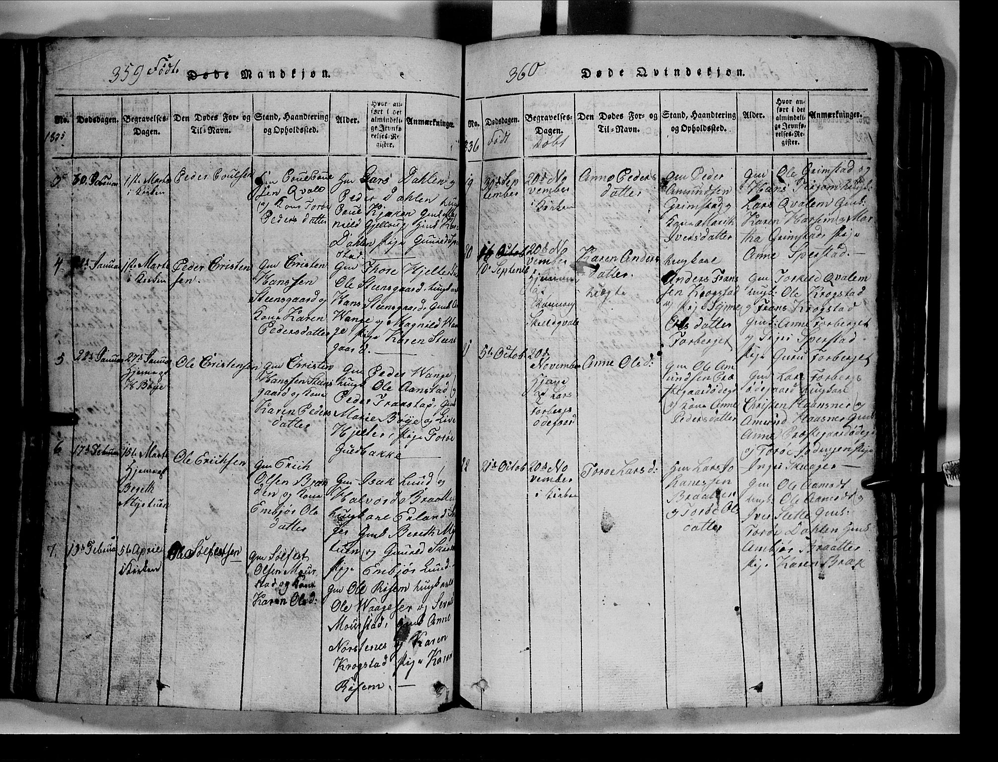 Lom prestekontor, SAH/PREST-070/L/L0003: Parish register (copy) no. 3, 1815-1844, p. 359-360