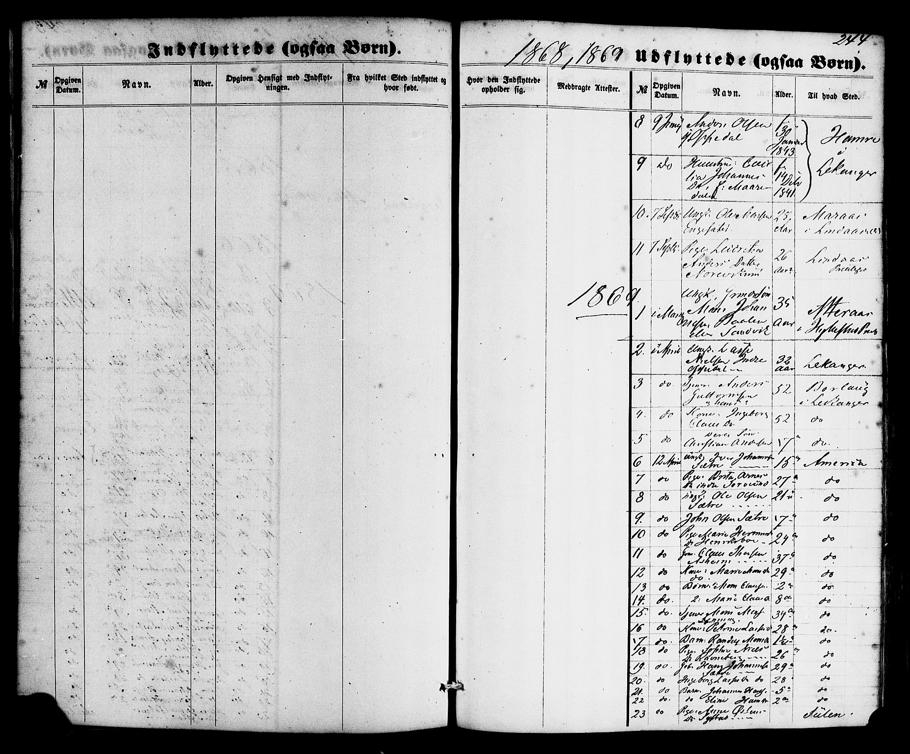 Gulen sokneprestembete, AV/SAB-A-80201/H/Haa/Haac/L0001: Parish register (official) no. C 1, 1859-1881, p. 244