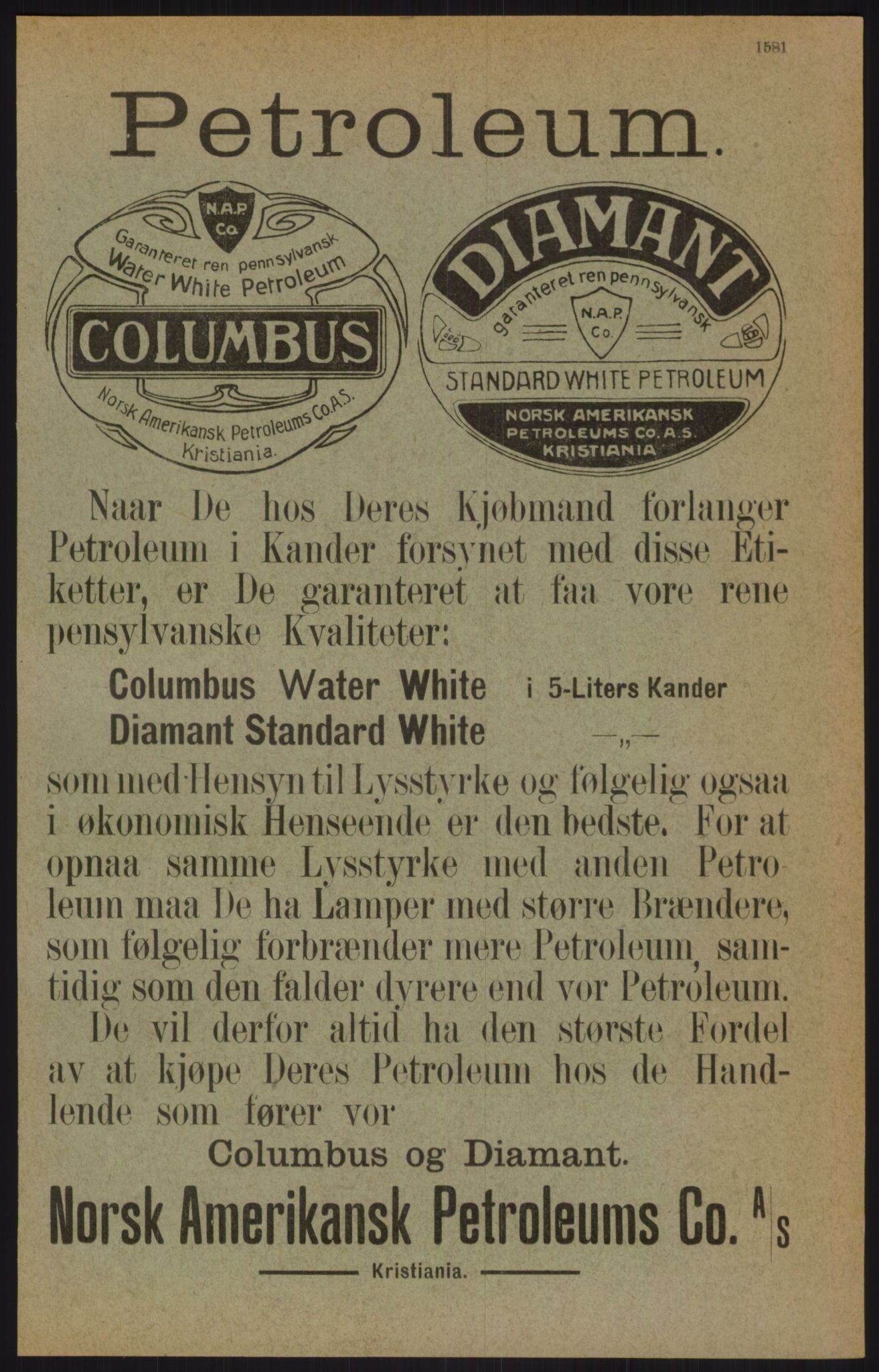 Kristiania/Oslo adressebok, PUBL/-, 1911, p. 1581