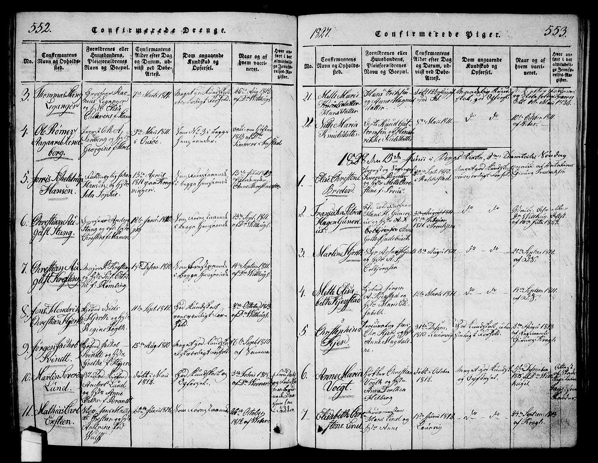 Halden prestekontor Kirkebøker, AV/SAO-A-10909/G/Ga/L0001: Parish register (copy) no. 1, 1815-1833, p. 552-553