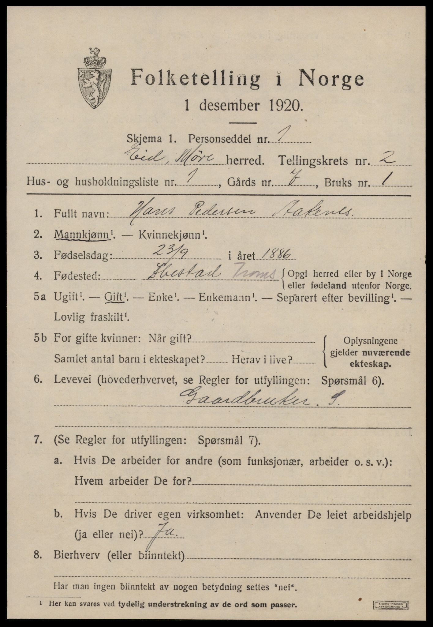 SAT, 1920 census for Eid, 1920, p. 547