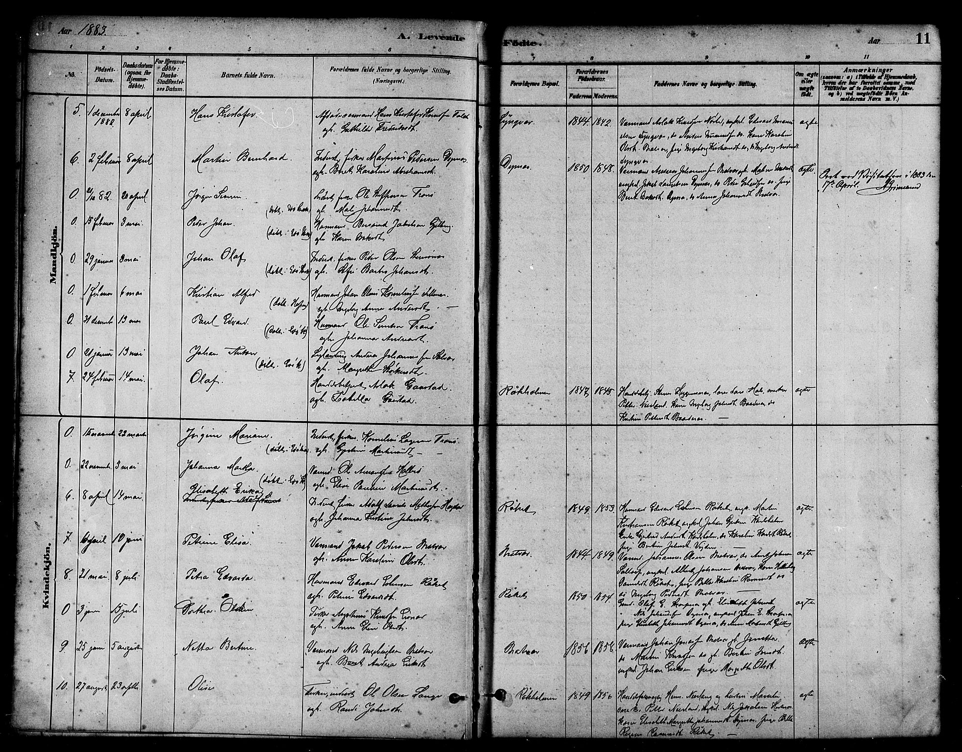 Ministerialprotokoller, klokkerbøker og fødselsregistre - Møre og Romsdal, AV/SAT-A-1454/582/L0947: Parish register (official) no. 582A01, 1880-1900, p. 11