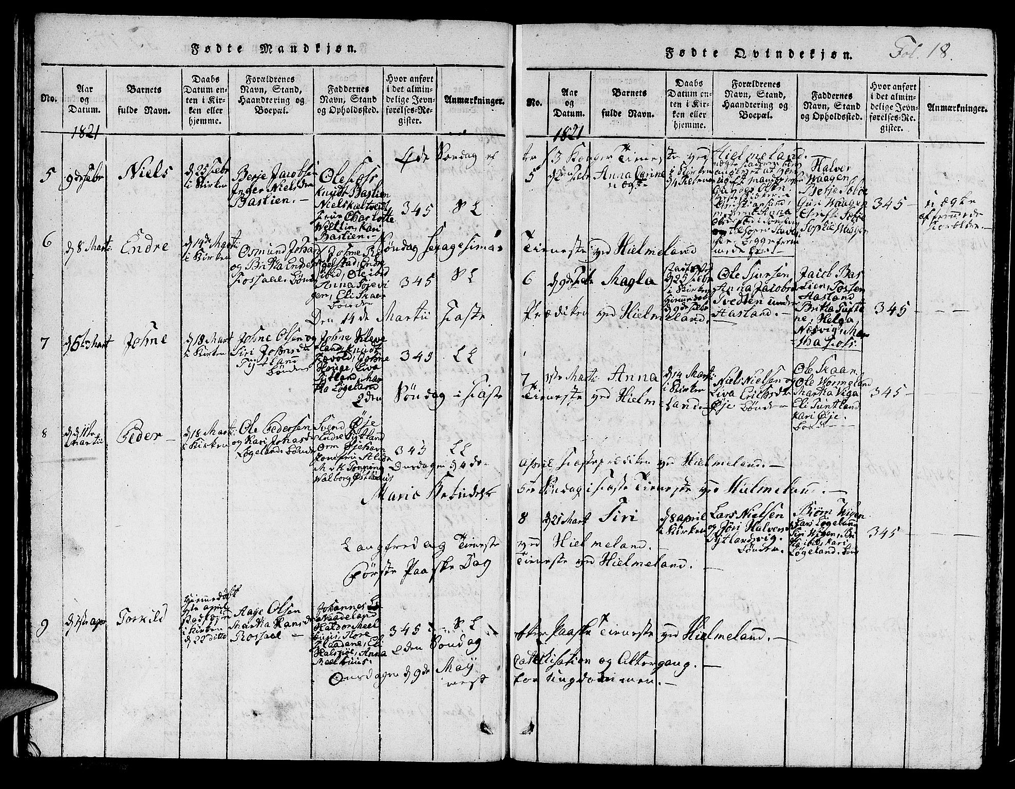 Hjelmeland sokneprestkontor, AV/SAST-A-101843/01/IV/L0003: Parish register (official) no. A 3, 1816-1834, p. 18