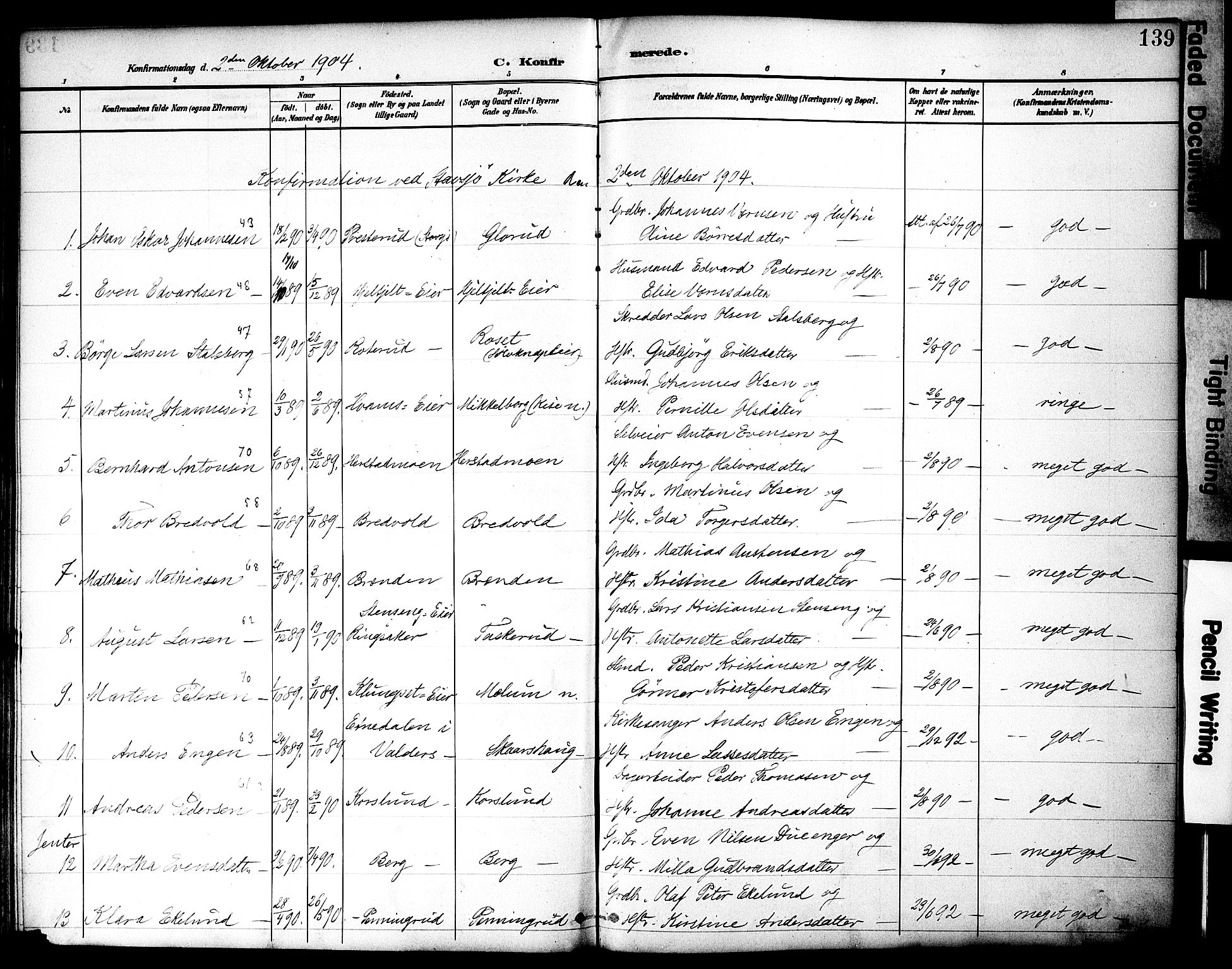 Nes prestekontor, Hedmark, AV/SAH-PREST-020/K/Ka/L0010: Parish register (official) no. 10, 1887-1905, p. 139