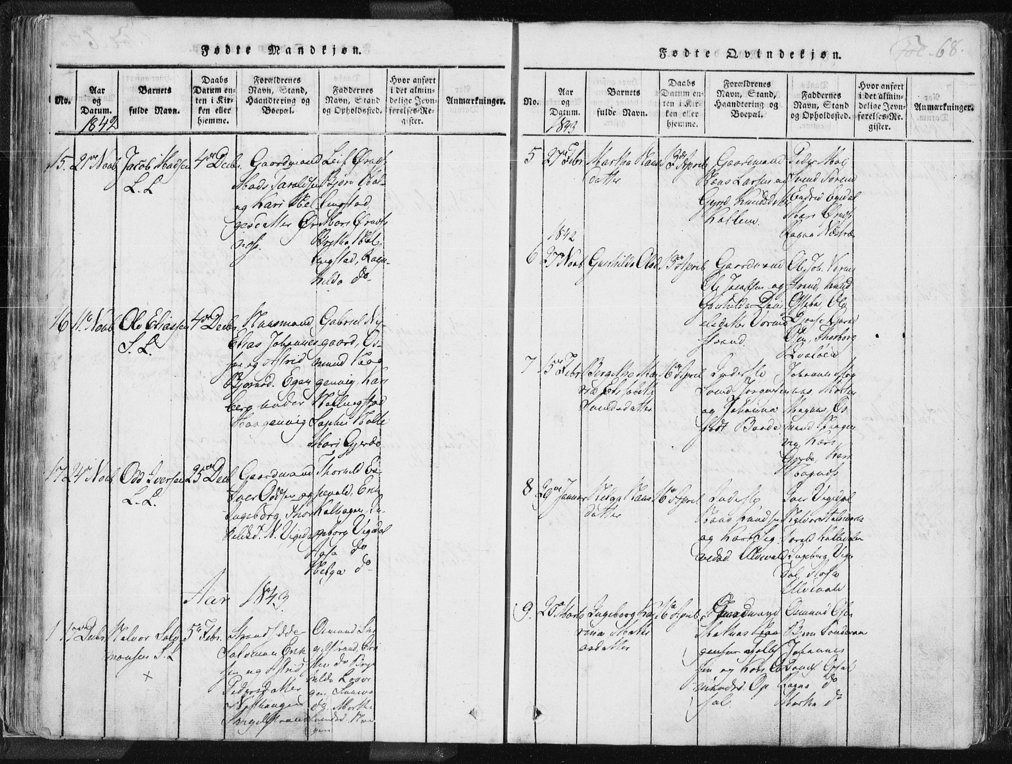 Vikedal sokneprestkontor, SAST/A-101840/01/IV: Parish register (official) no. A 3, 1817-1850, p. 68