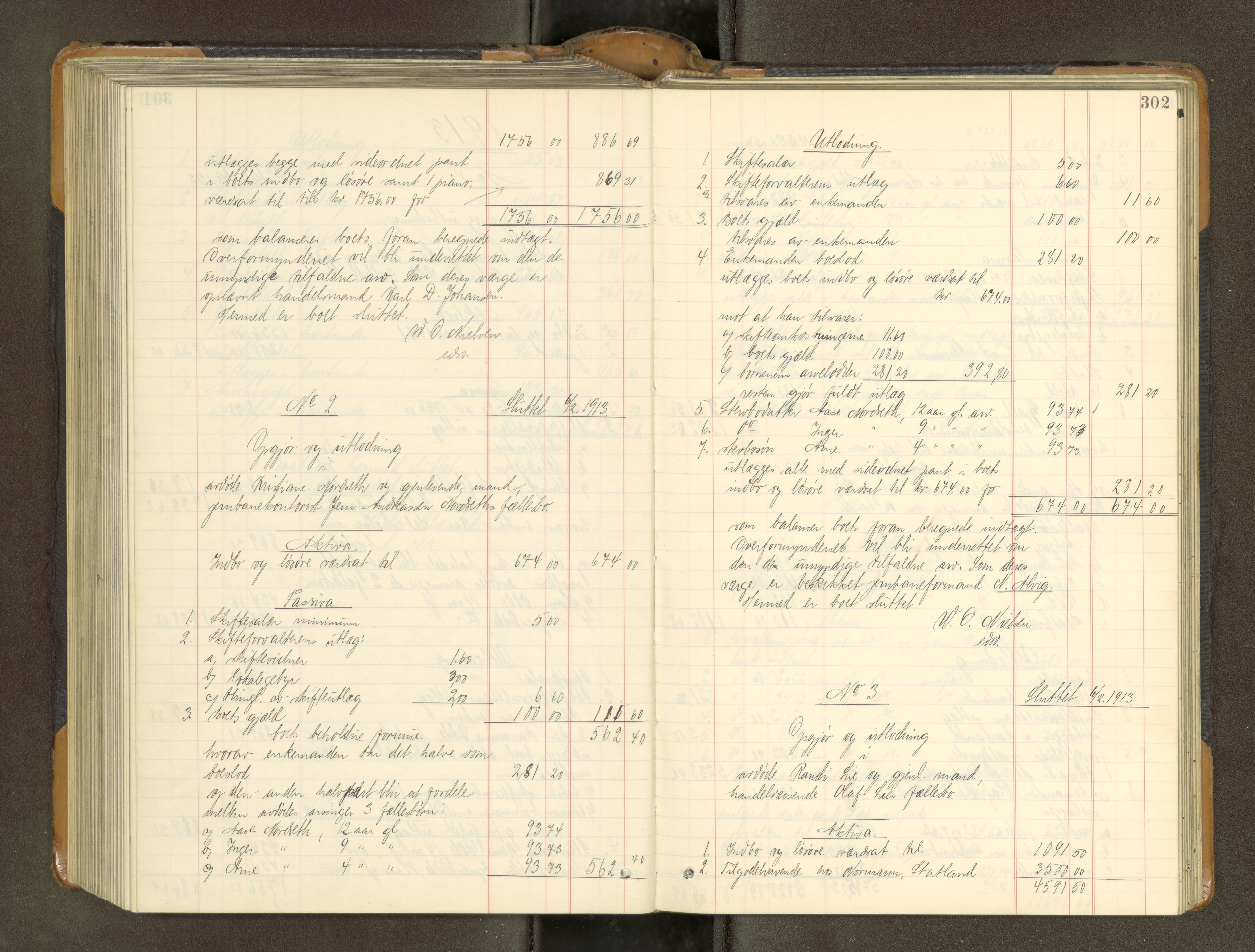 Trondheim byfogd, AV/SAT-A-0003/1/3/3A/L0040: Skifteutlodningsprotokoll - 9/2-1/10. (m/ register), 1910-1913, p. 302