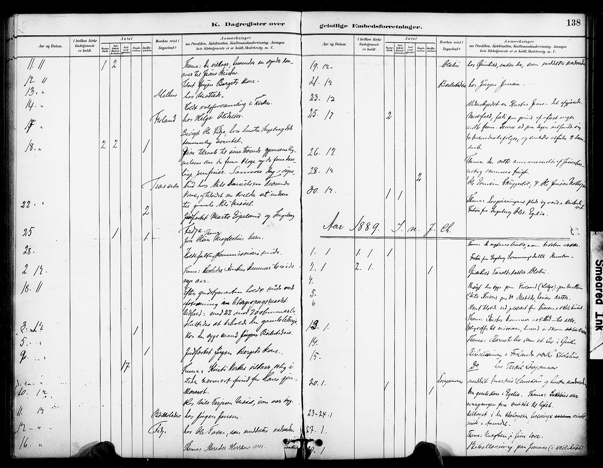 Froland sokneprestkontor, AV/SAK-1111-0013/F/Fa/L0004: Parish register (official) no. A 4, 1882-1906, p. 138