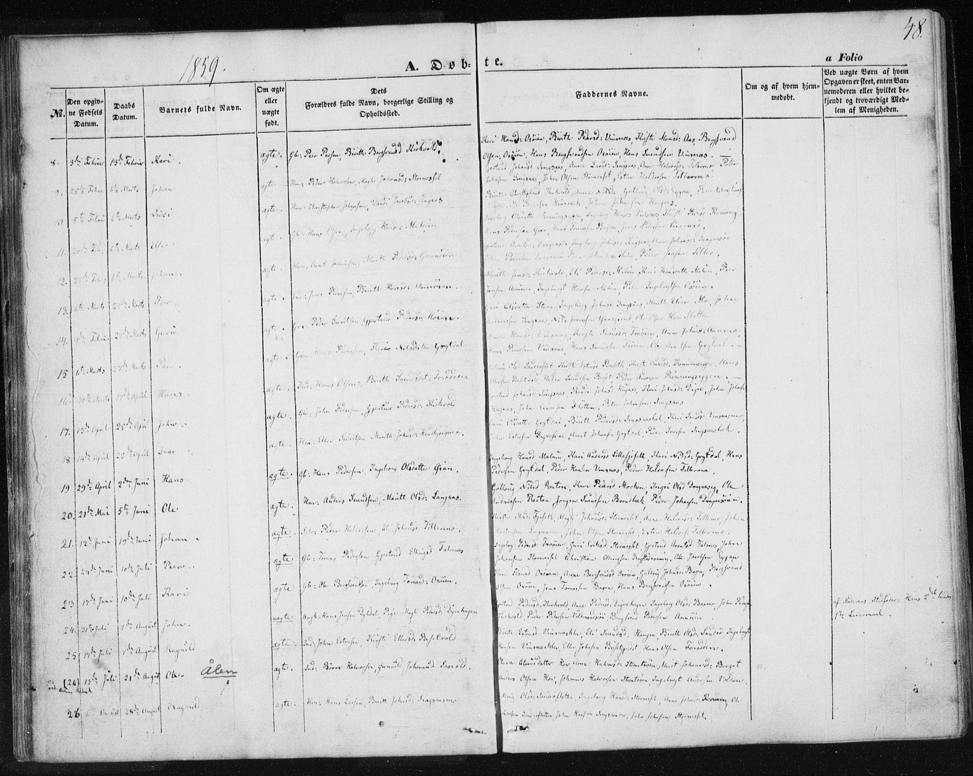 Ministerialprotokoller, klokkerbøker og fødselsregistre - Sør-Trøndelag, AV/SAT-A-1456/685/L0964: Parish register (official) no. 685A06 /2, 1846-1859, p. 48