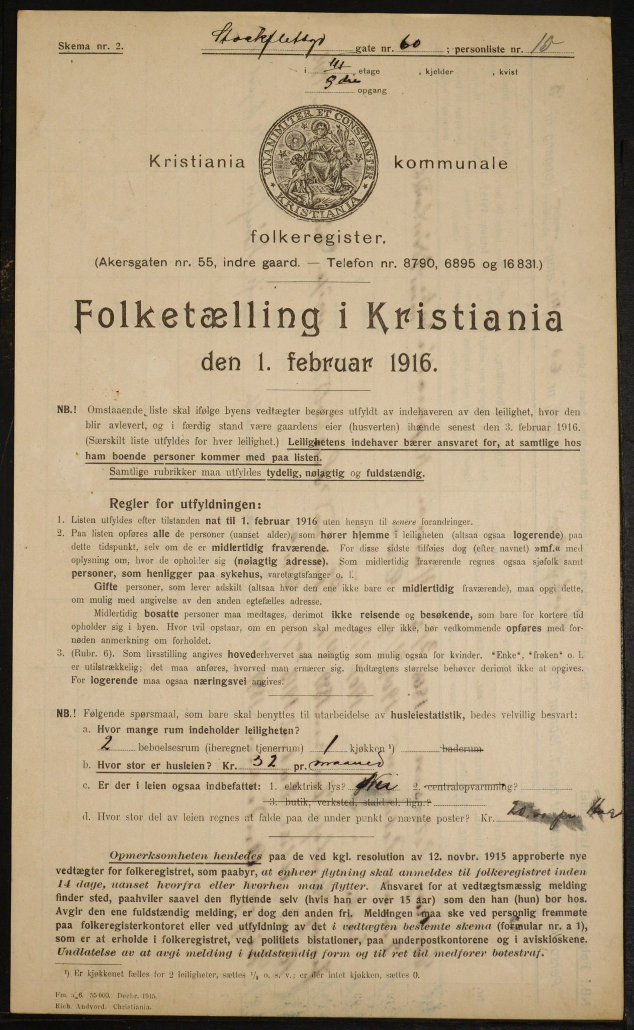 OBA, Municipal Census 1916 for Kristiania, 1916, p. 105175