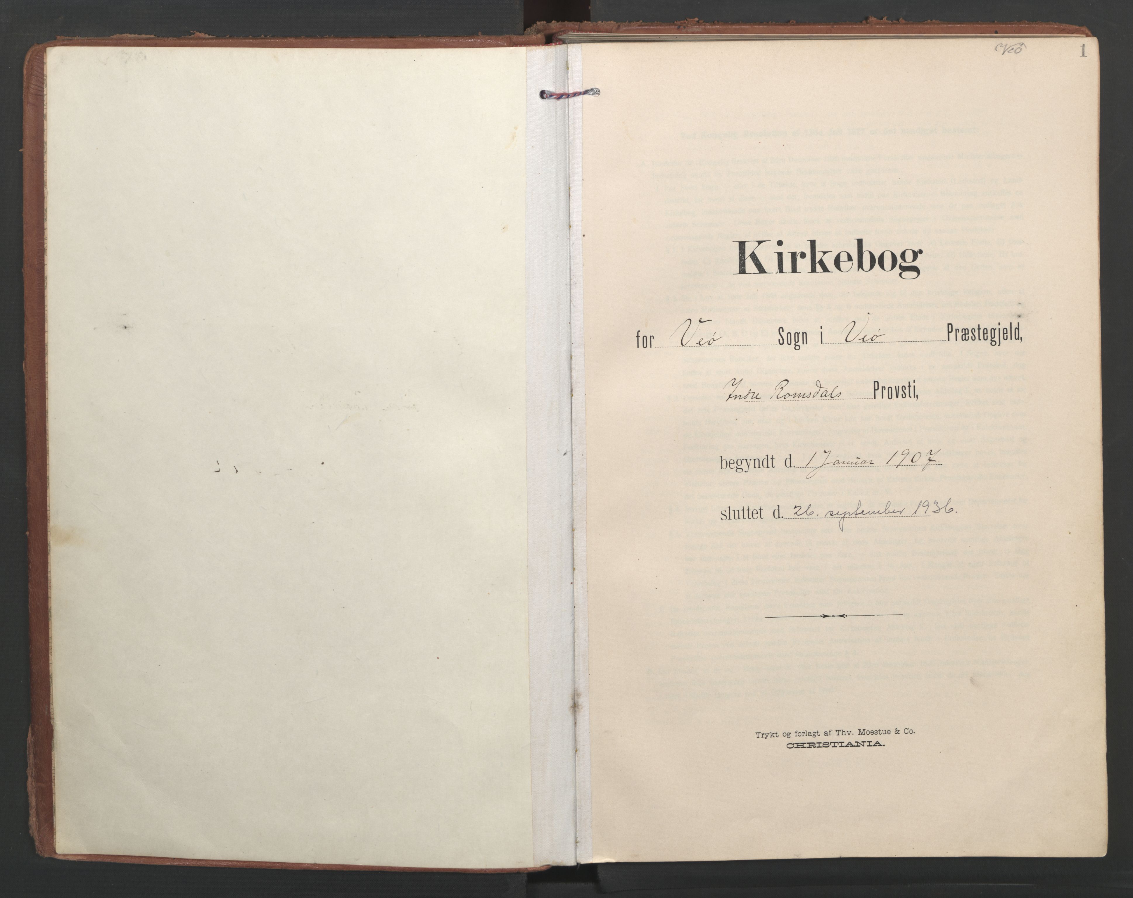 Ministerialprotokoller, klokkerbøker og fødselsregistre - Møre og Romsdal, SAT/A-1454/547/L0605: Parish register (official) no. 547A07, 1907-1936, p. 1