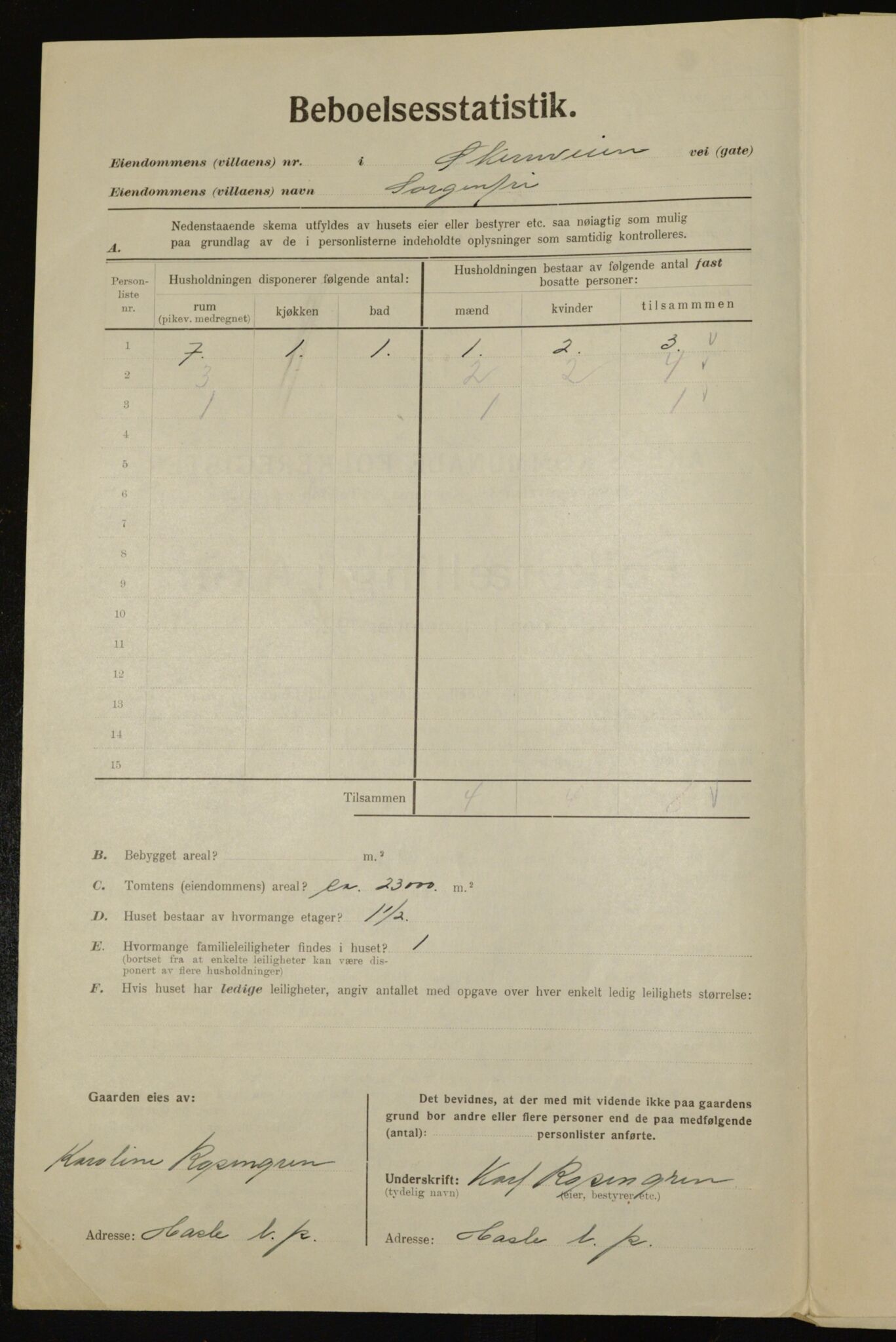 , Municipal Census 1923 for Aker, 1923, p. 35815