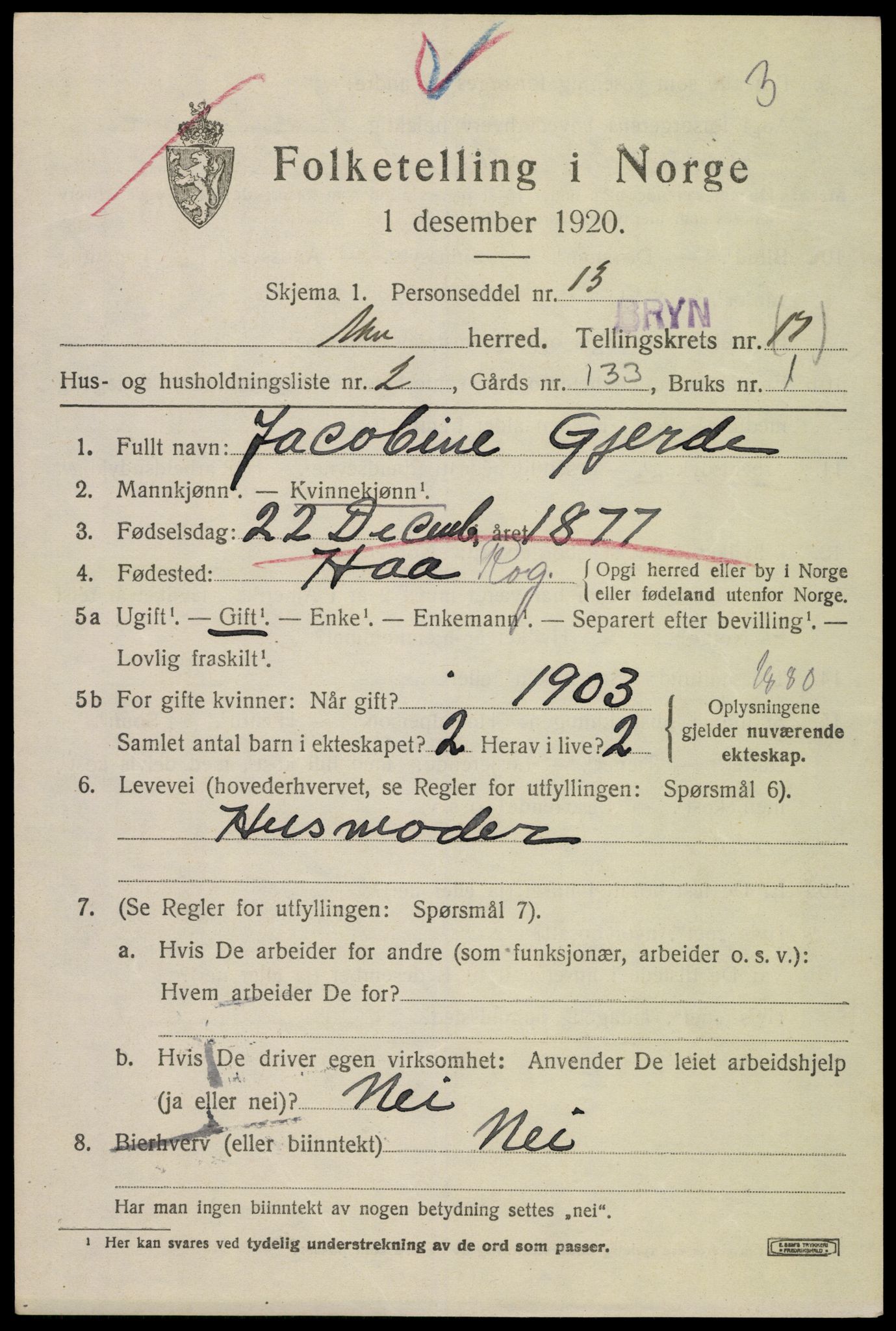 SAO, 1920 census for Aker, 1920, p. 99862