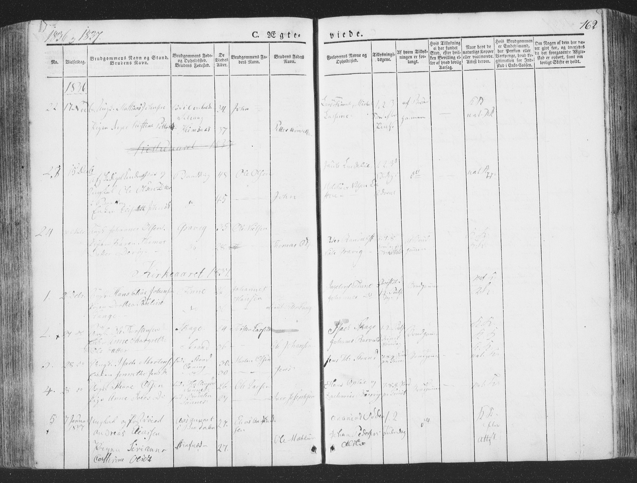 Ministerialprotokoller, klokkerbøker og fødselsregistre - Nord-Trøndelag, SAT/A-1458/780/L0639: Parish register (official) no. 780A04, 1830-1844, p. 162