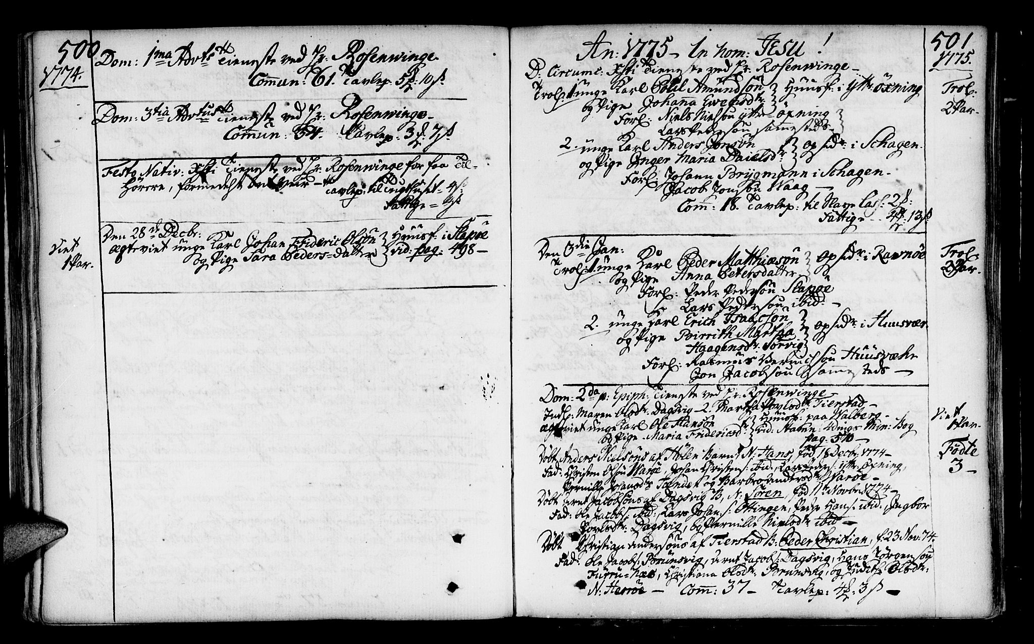 Ministerialprotokoller, klokkerbøker og fødselsregistre - Nordland, SAT/A-1459/817/L0260: Parish register (official) no. 817A02 /2, 1768-1776, p. 500-501