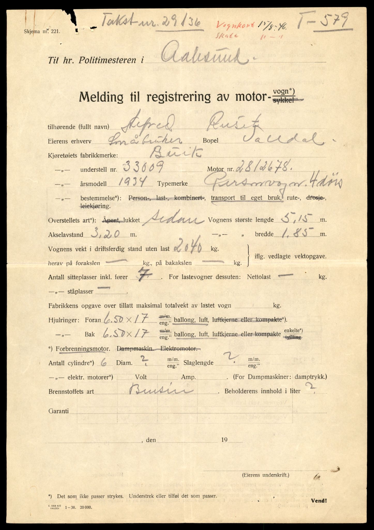 Møre og Romsdal vegkontor - Ålesund trafikkstasjon, AV/SAT-A-4099/F/Fe/L0017: Registreringskort for kjøretøy T 1985 - T 10090, 1927-1998, p. 965