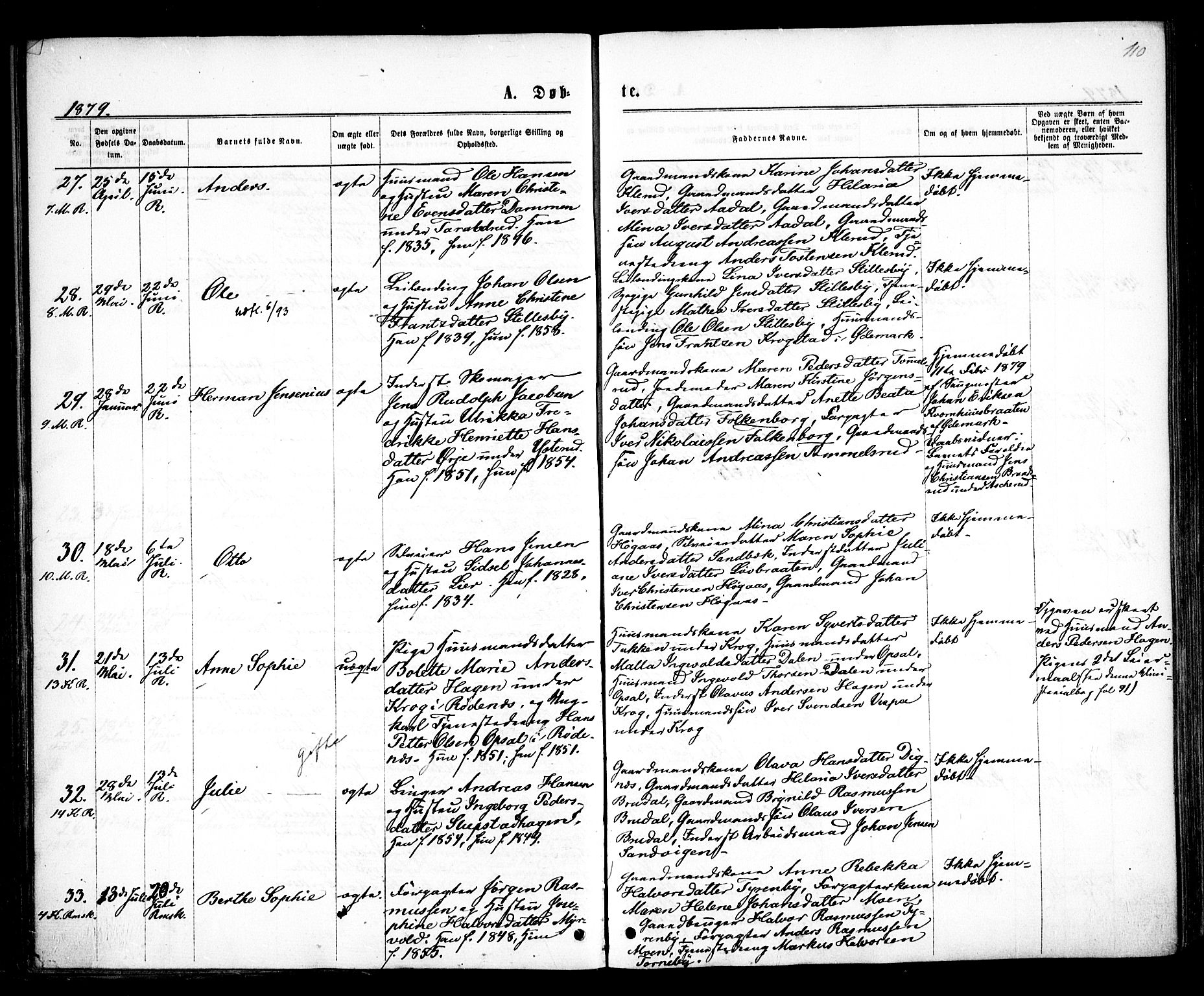 Rødenes prestekontor Kirkebøker, AV/SAO-A-2005/F/Fa/L0008: Parish register (official) no. I 8, 1869-1879, p. 110