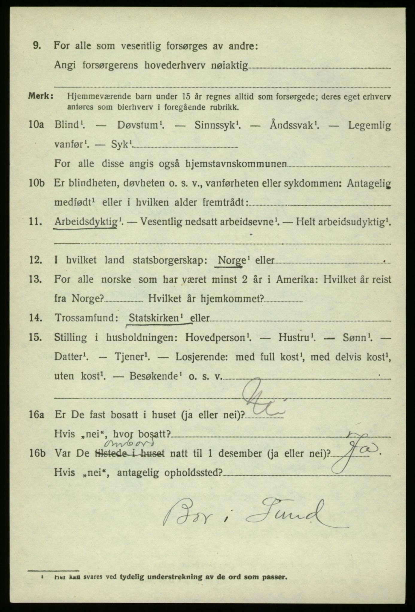 SAB, 1920 census for Hosanger, 1920, p. 2298