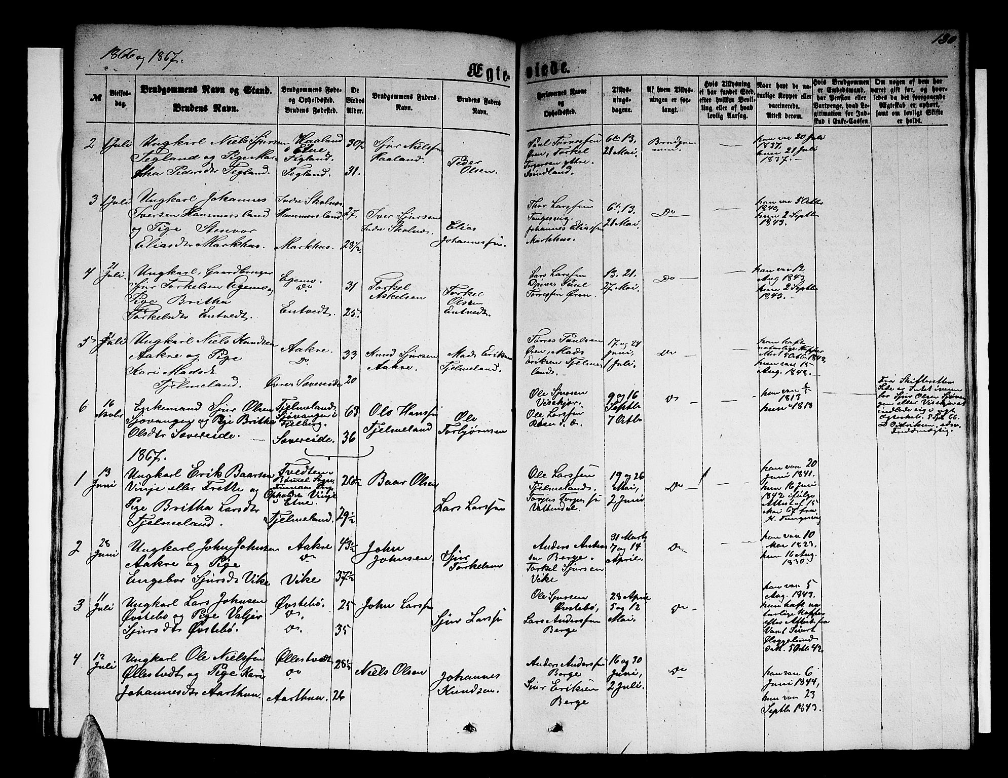 Skånevik sokneprestembete, SAB/A-77801/H/Hab: Parish register (copy) no. B 1, 1860-1880, p. 130