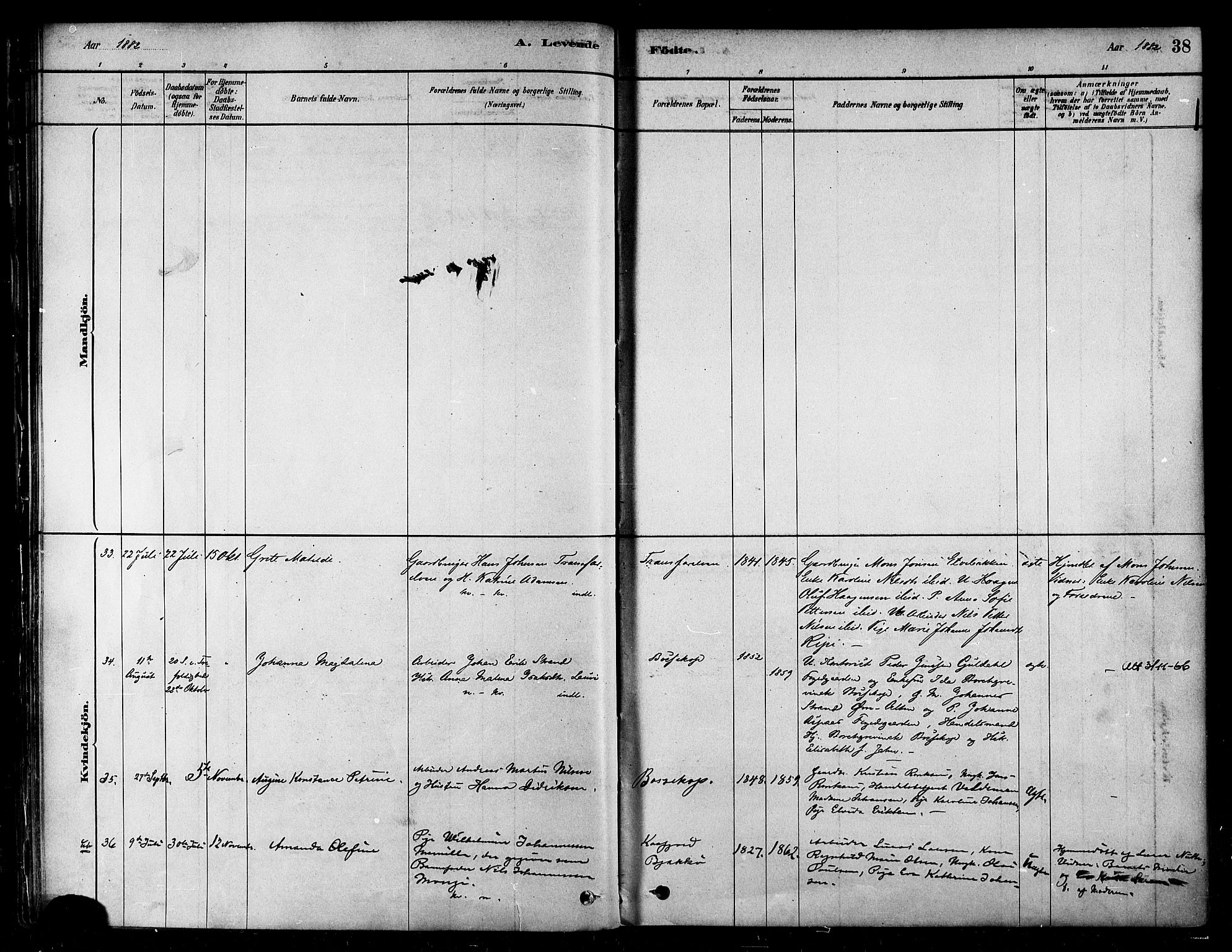 Alta sokneprestkontor, SATØ/S-1338/H/Ha/L0002.kirke: Parish register (official) no. 2, 1879-1892, p. 38