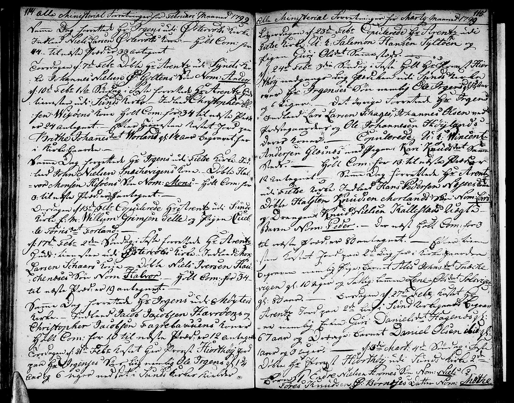 Sund sokneprestembete, AV/SAB-A-99930: Parish register (official) no. A 7, 1796-1815, p. 114-115