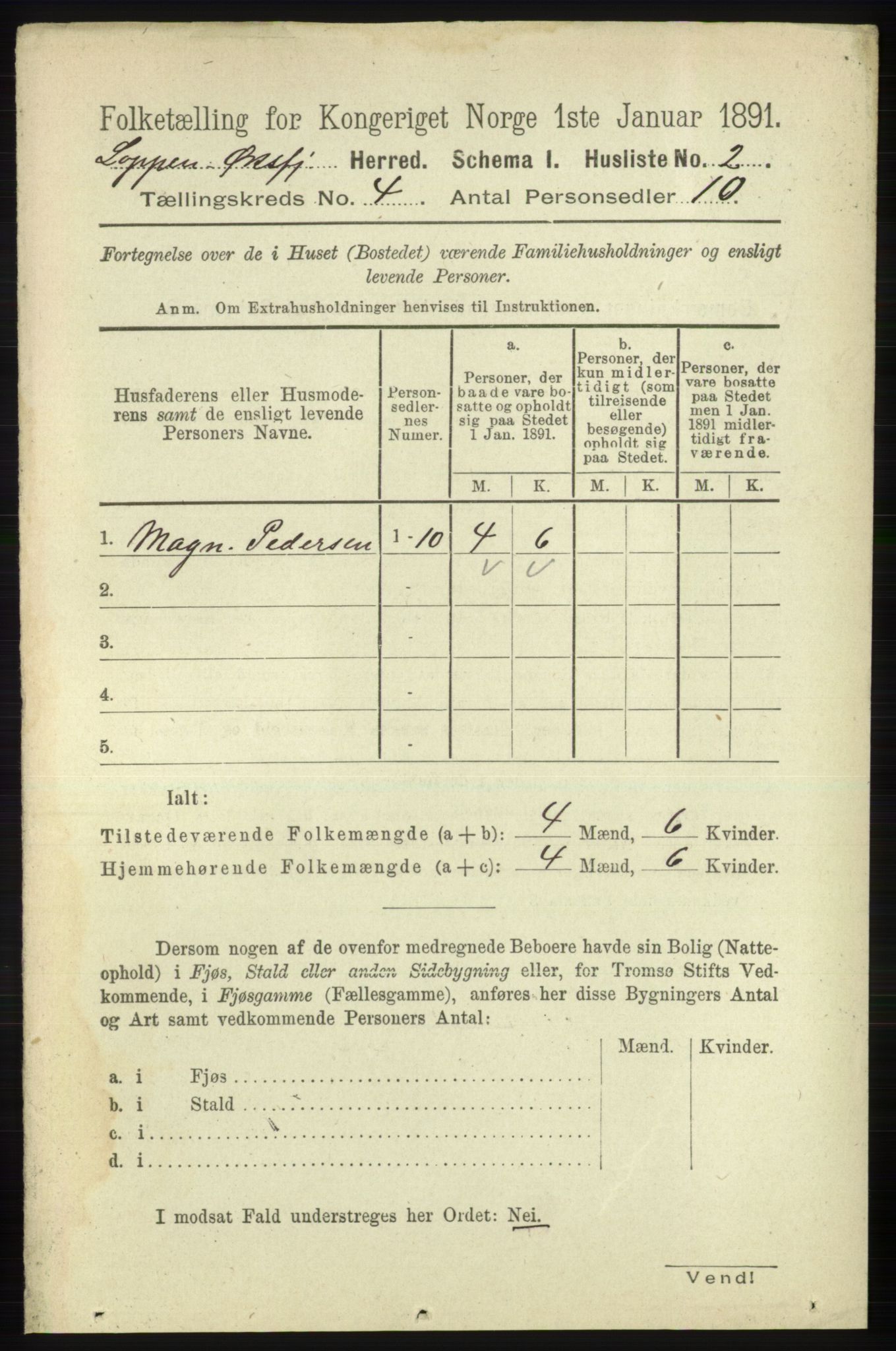 RA, 1891 census for 2014 Loppa, 1891, p. 818