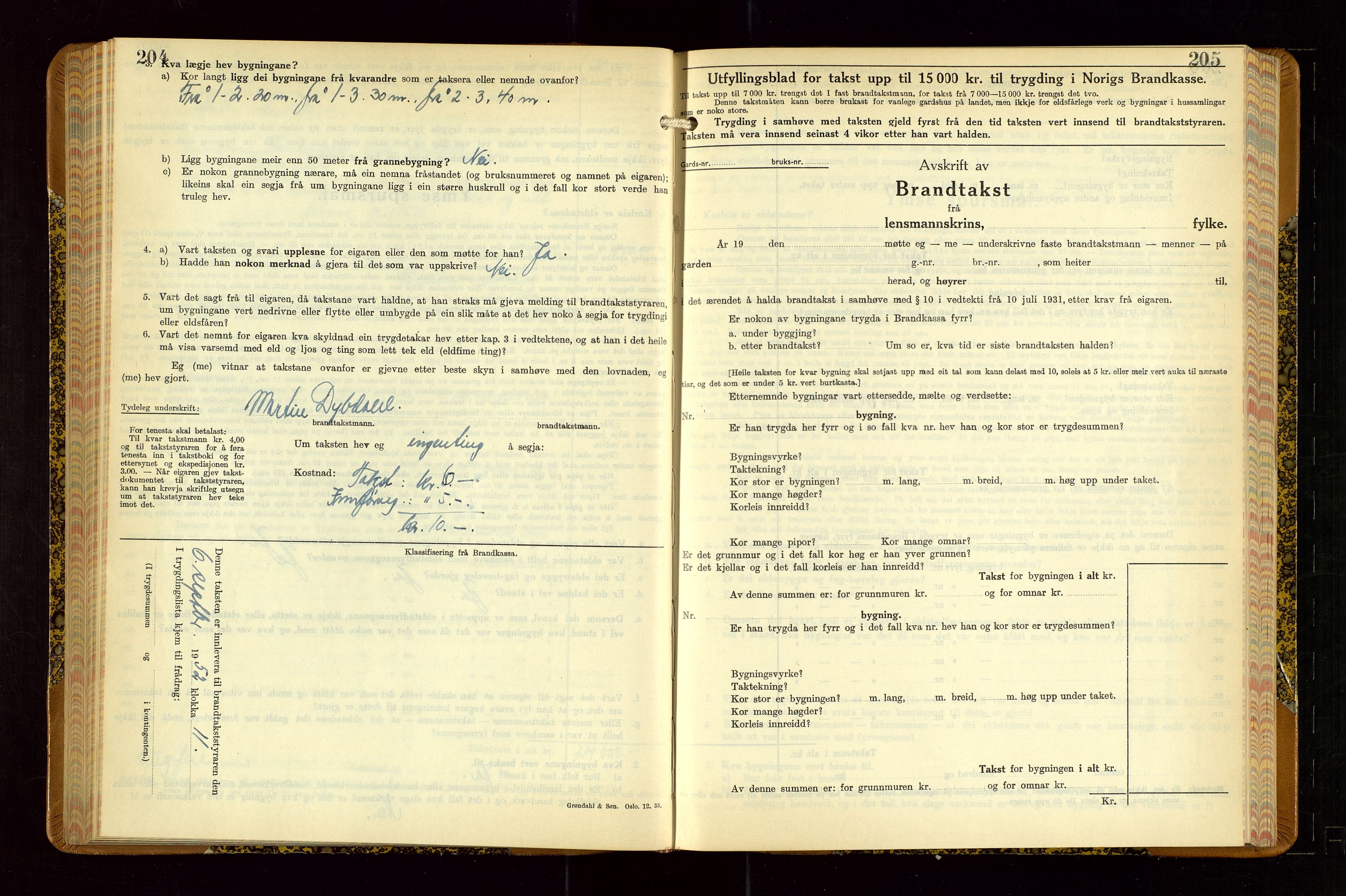 Skjold lensmannskontor, AV/SAST-A-100182/Gob/L0002: "Branntakstbok for Skjold lensmannskrins Rogaland fylke", 1939-1952, p. 204-205