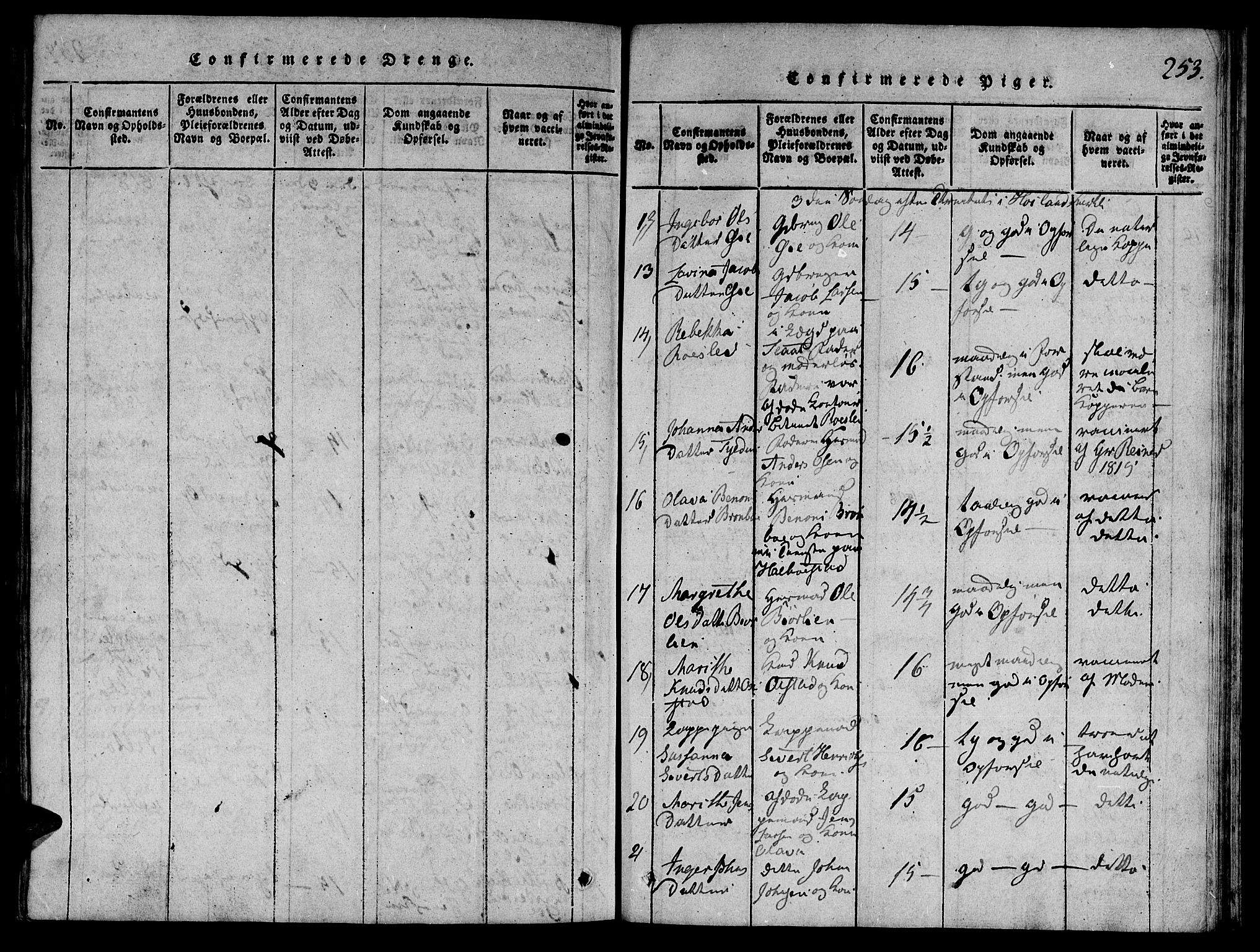 Ministerialprotokoller, klokkerbøker og fødselsregistre - Nord-Trøndelag, SAT/A-1458/764/L0546: Parish register (official) no. 764A06 /3, 1817-1821, p. 253