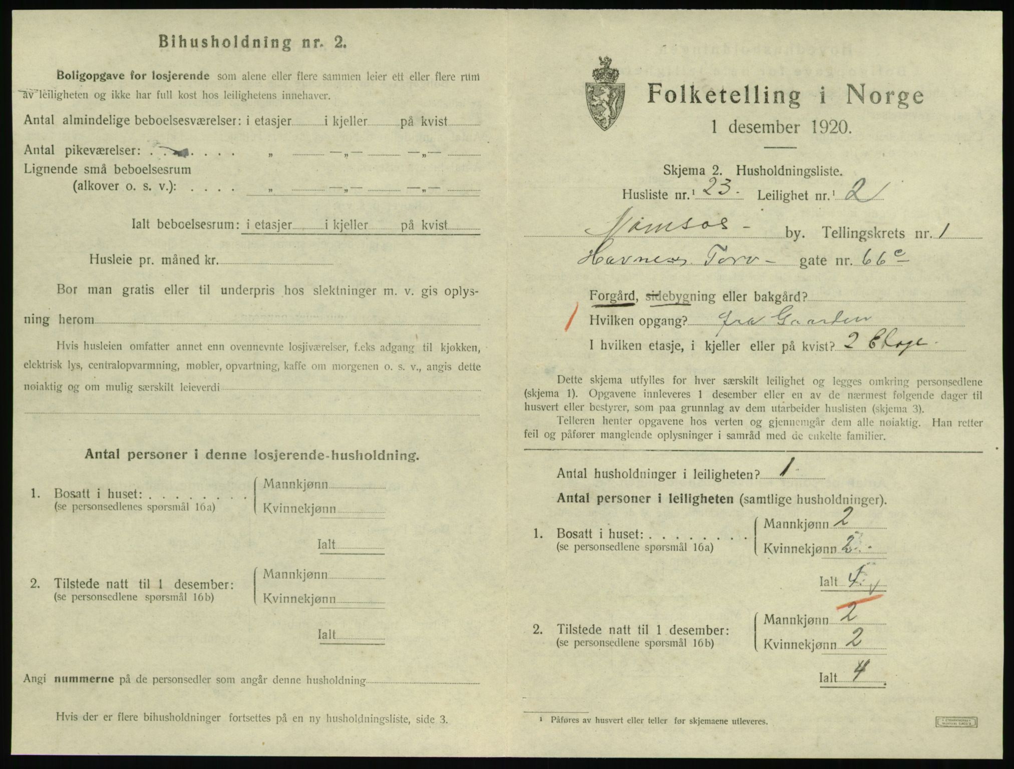 SAT, 1920 census for Namsos, 1920, p. 831